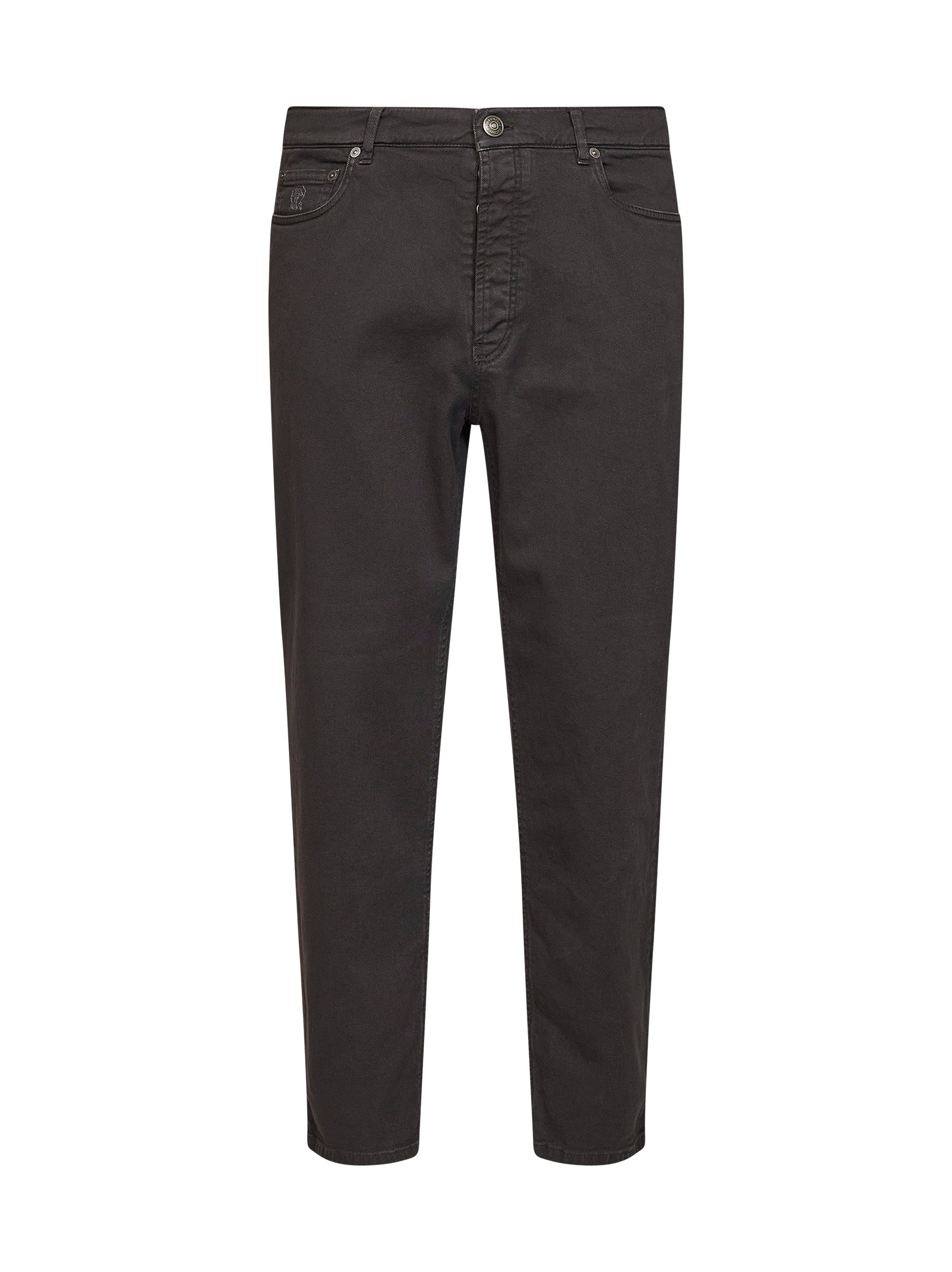 Brunello Cucinelli Men Dark Brown Garment-Dyed Lightweight Comfort Denim Iconic Fit Jeans