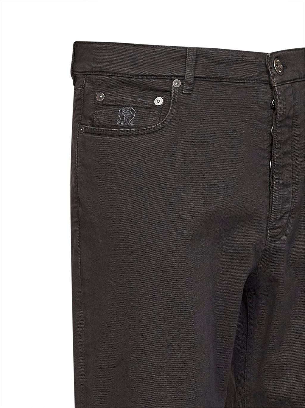Brunello Cucinelli Men Dark Brown Garment-Dyed Lightweight Comfort Denim Iconic Fit Jeans