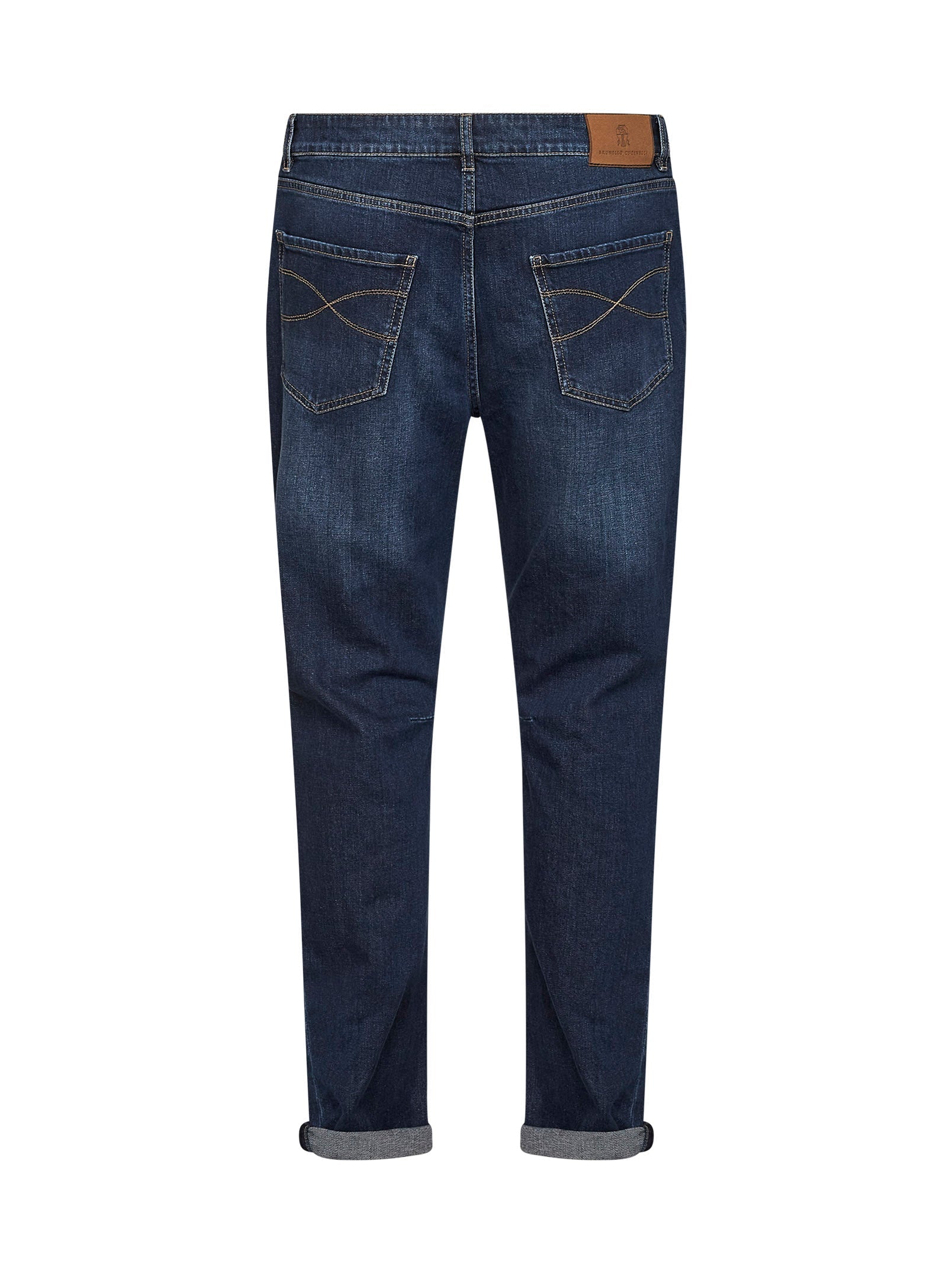Brunello Cucinelli Men Dark Blue Comfort Cotton Denim Leisure Fit Jeans