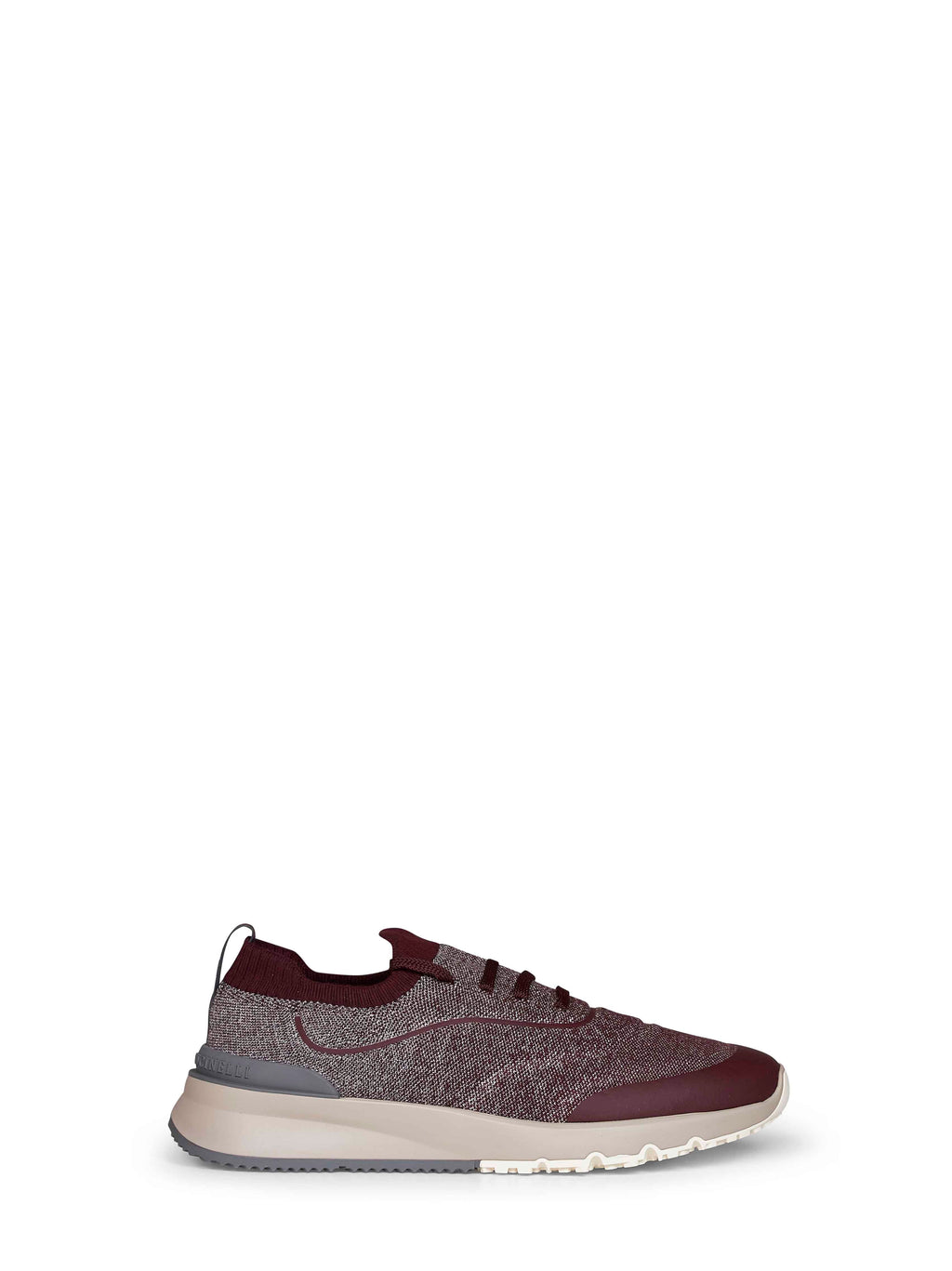 Brunello Cucinelli Men Stone And Burgundy Techno Cotton Knit Runners