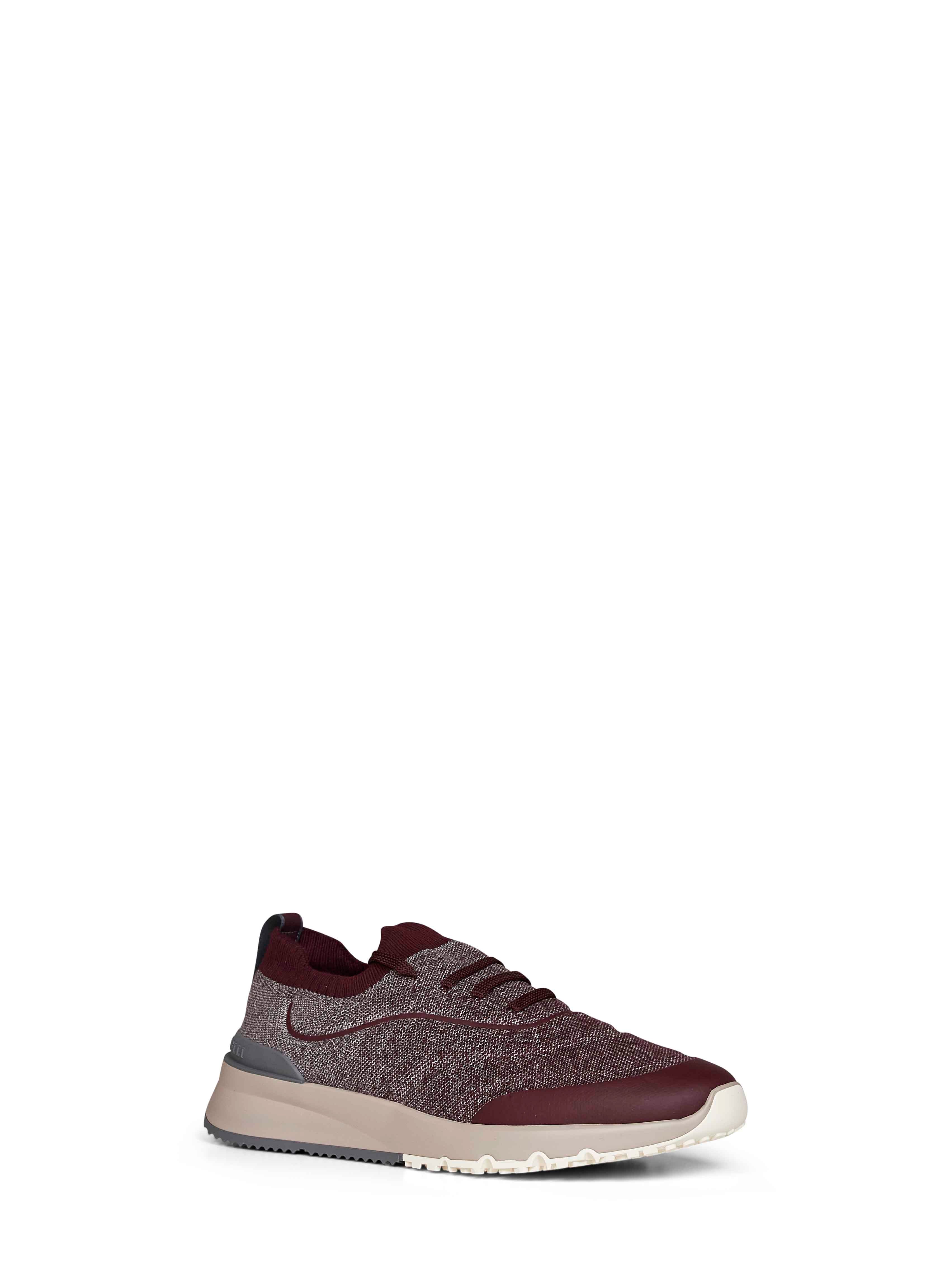 Brunello Cucinelli Men Stone And Burgundy Techno Cotton Knit Runners
