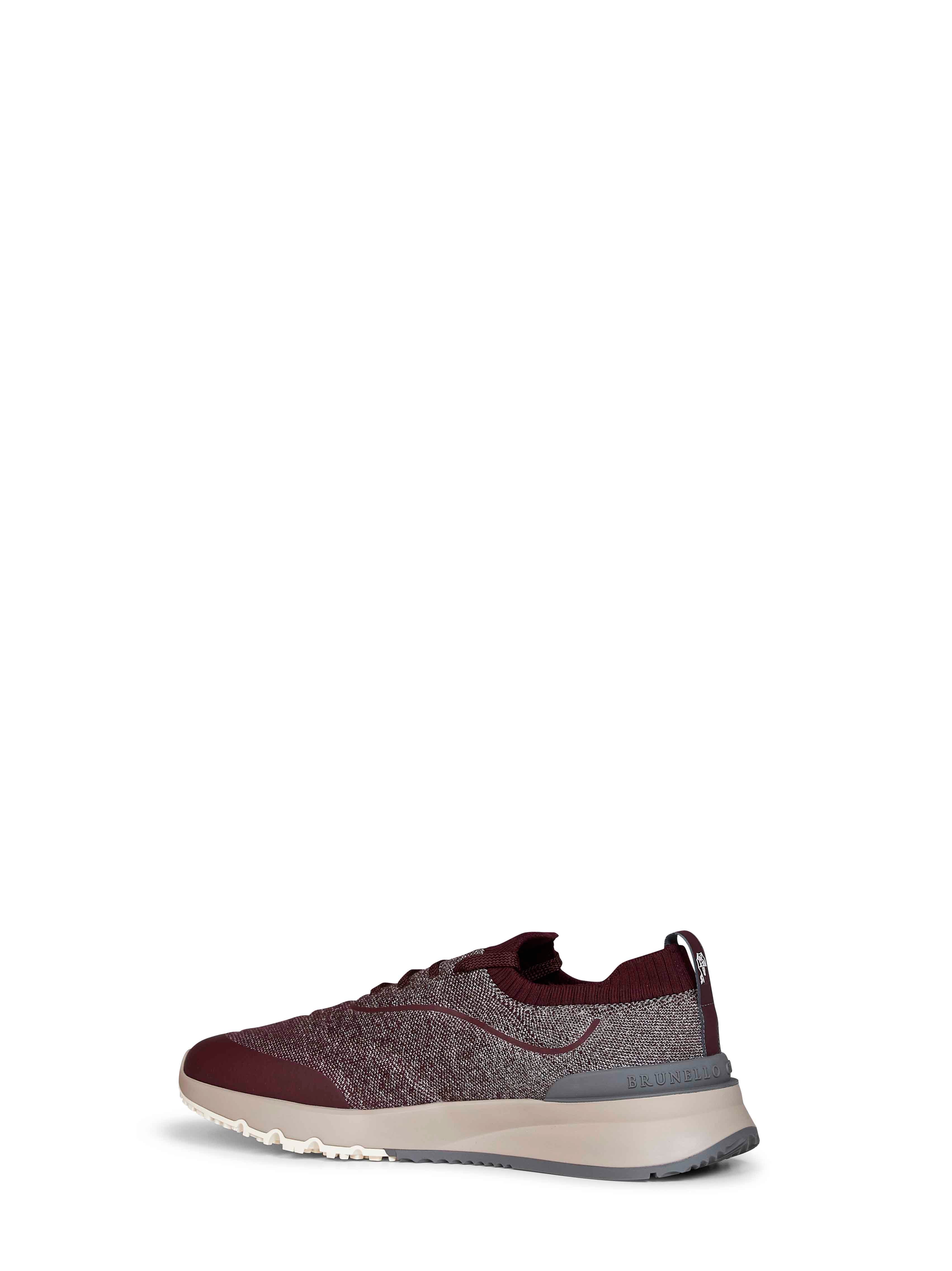 Brunello Cucinelli Men Stone And Burgundy Techno Cotton Knit Runners