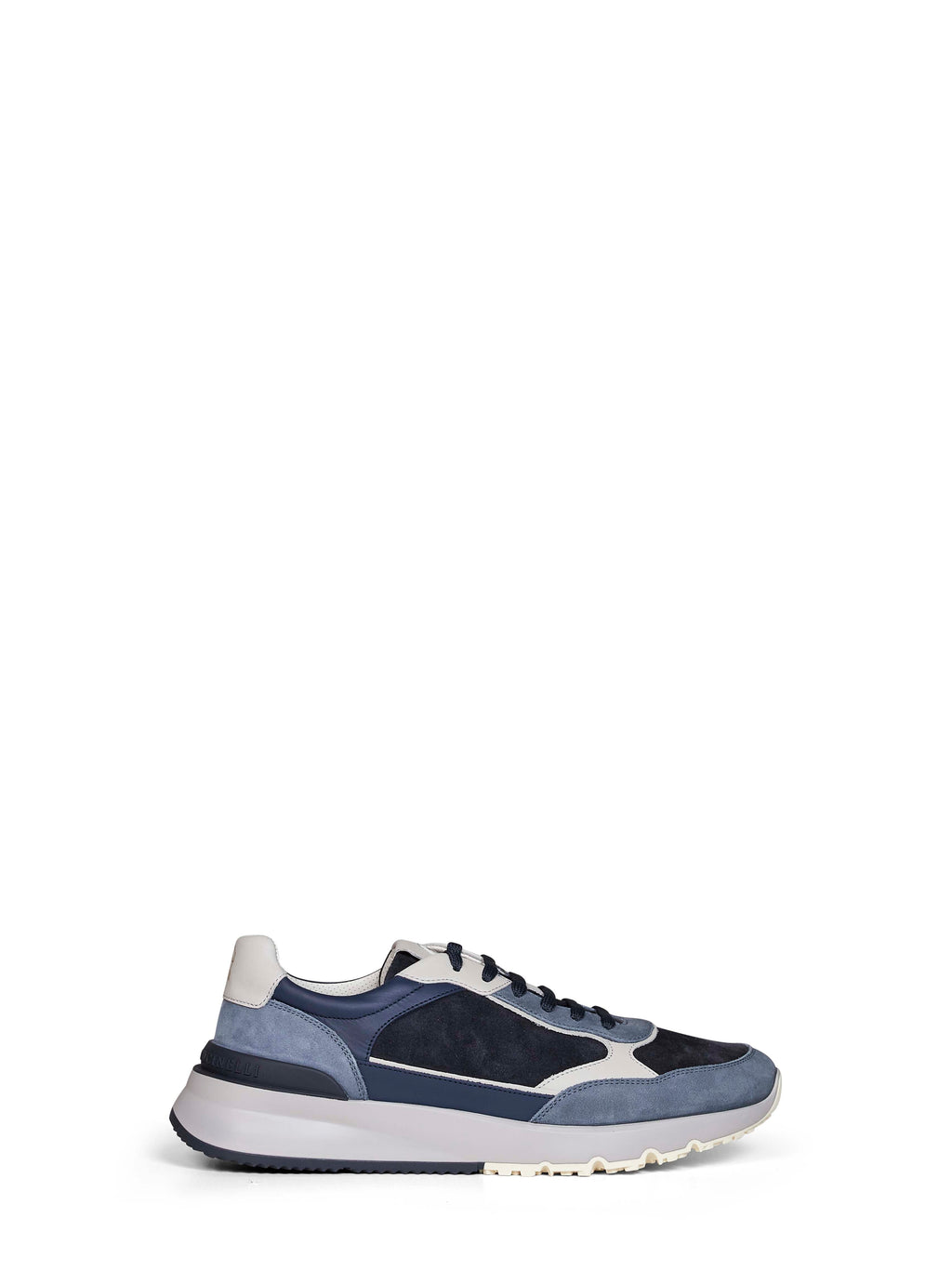 Brunello Cucinelli Men Blue Nubuck And Suede Sneakers