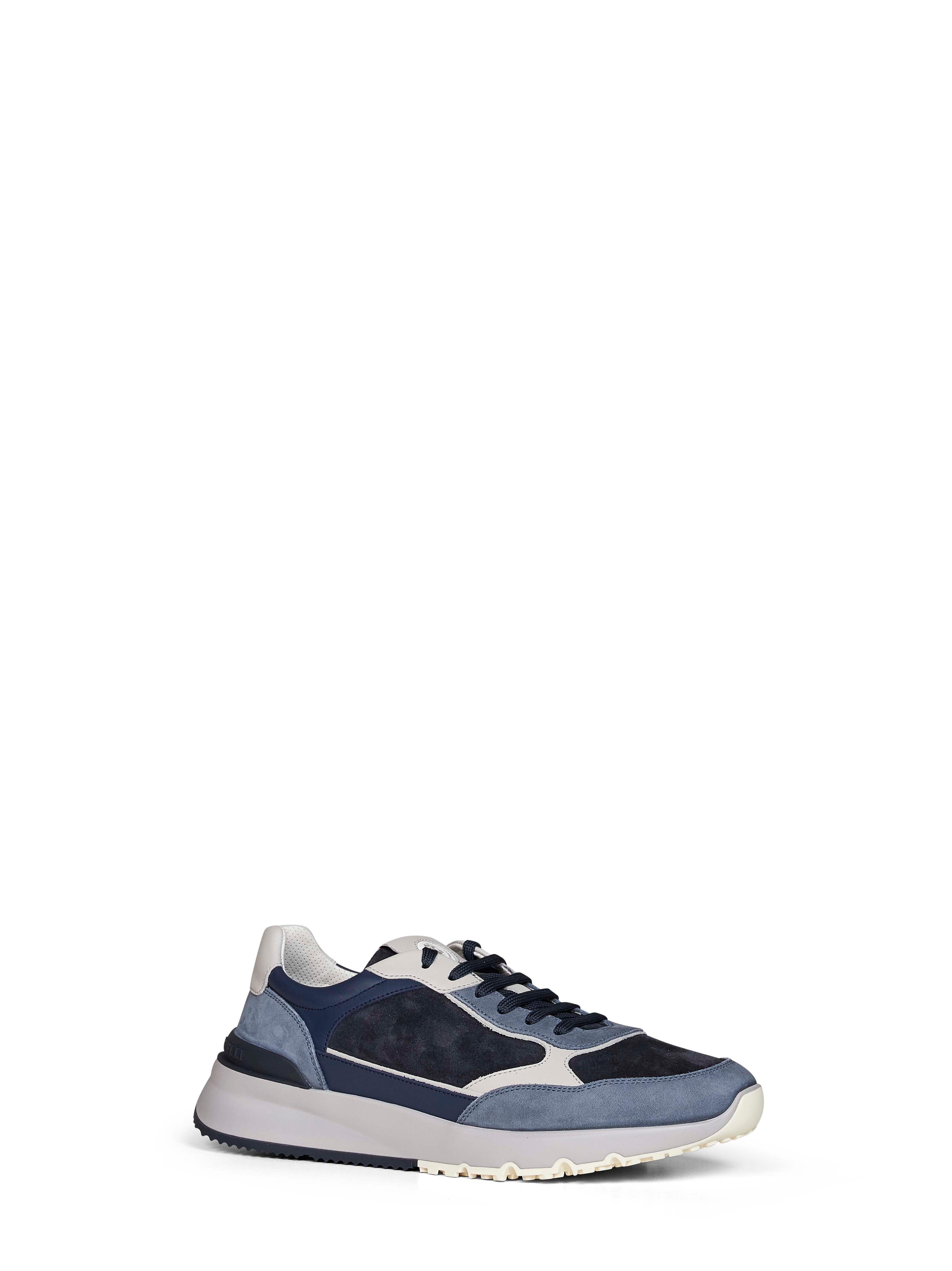 Brunello Cucinelli Men Blue Nubuck And Suede Sneakers