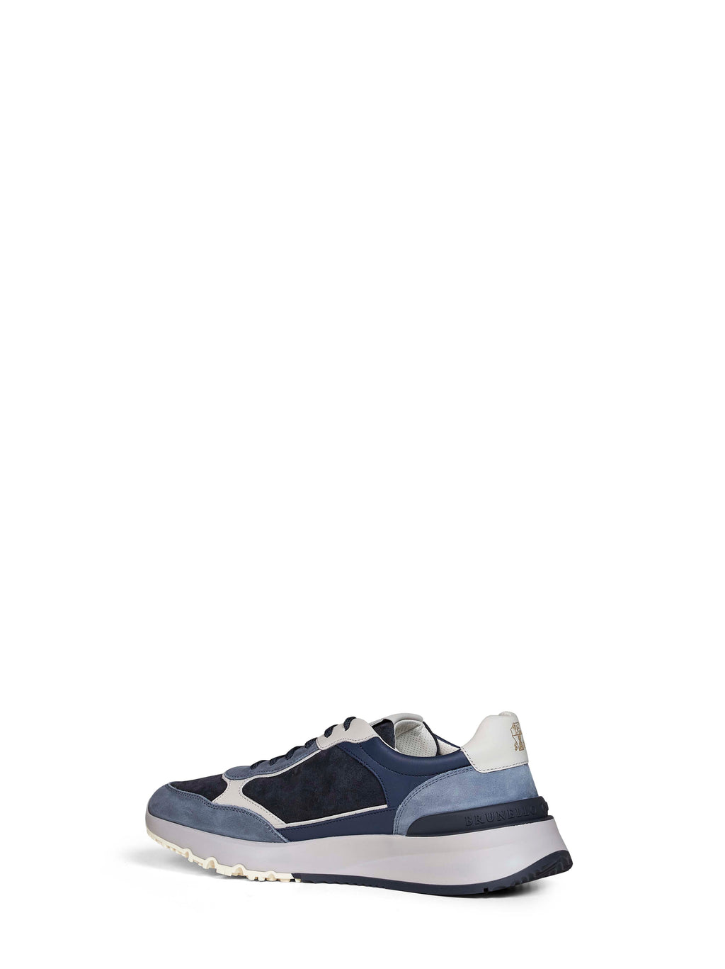 Brunello Cucinelli Men Blue Nubuck And Suede Sneakers