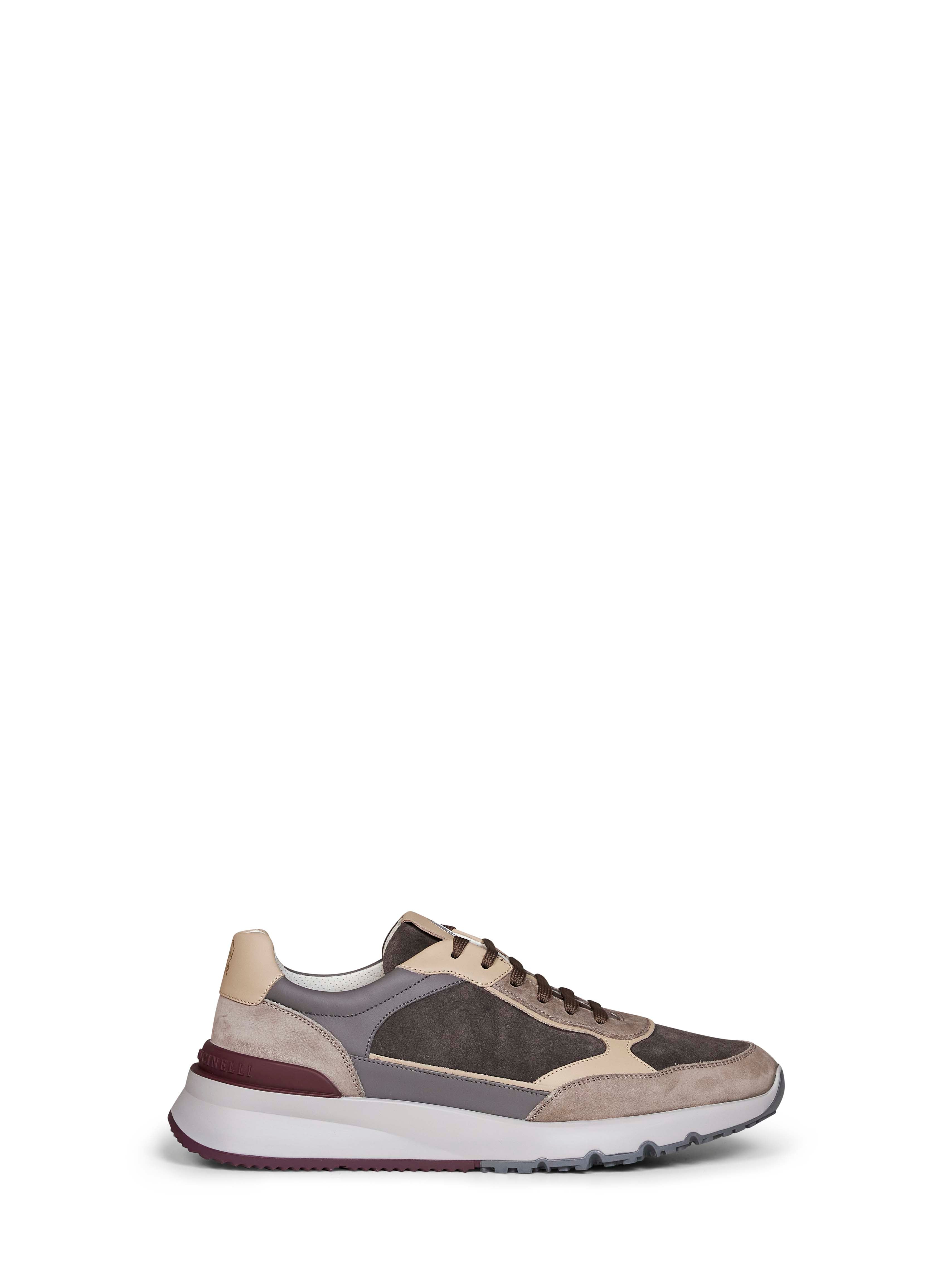 Brunello Cucinelli Men Anthracite Nubuck And Suede Sneakers