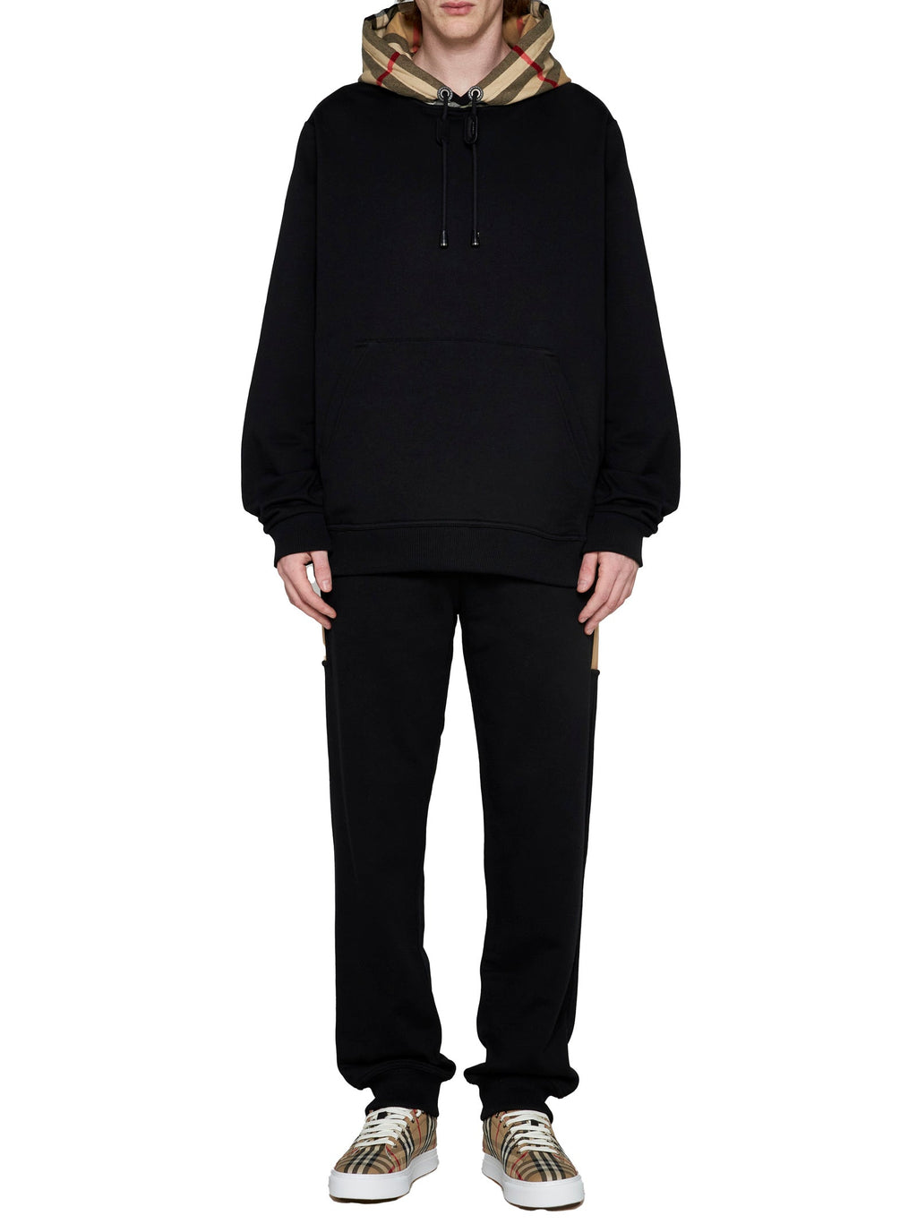 Burberry Men Checked Cotton Hoodie