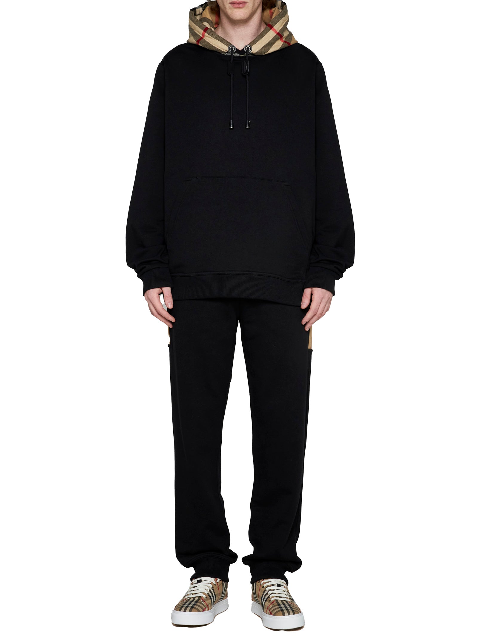 Burberry Men Checked Cotton Hoodie