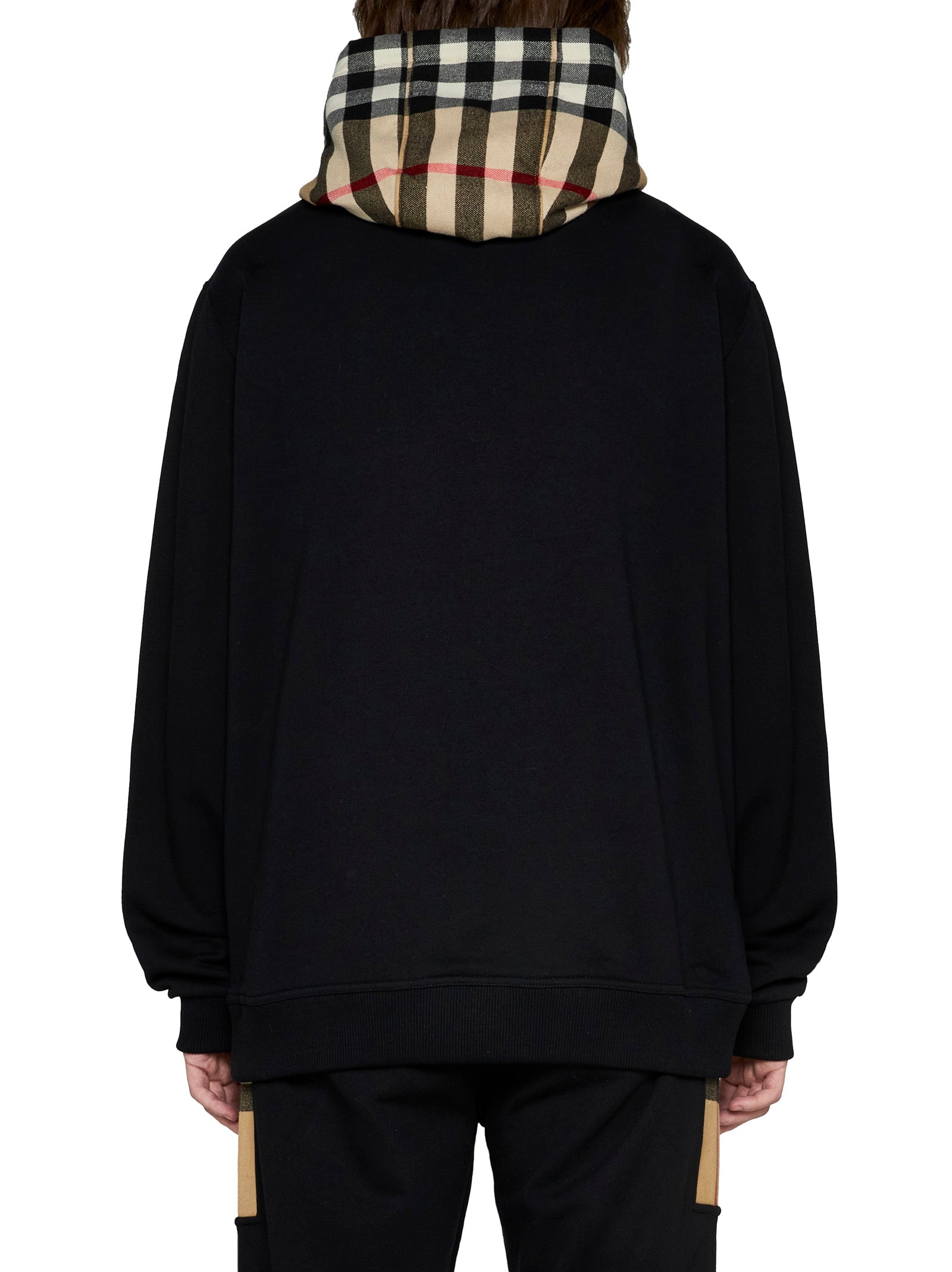 Burberry Men Checked Cotton Hoodie