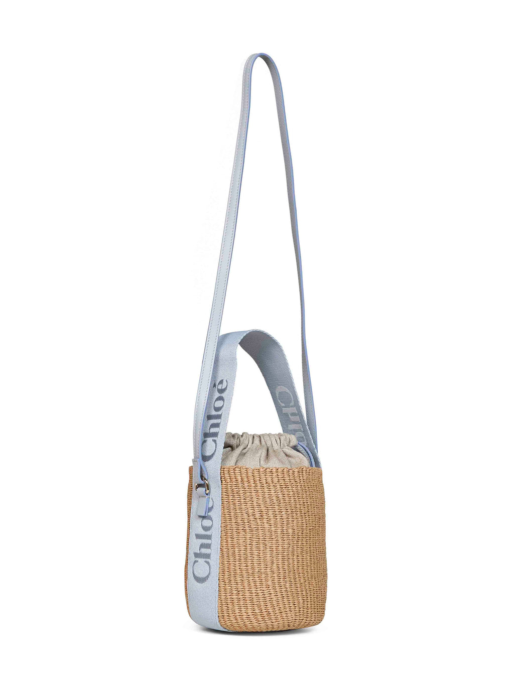 Chloé Women Greyish Blue Woody Small Basket Bag