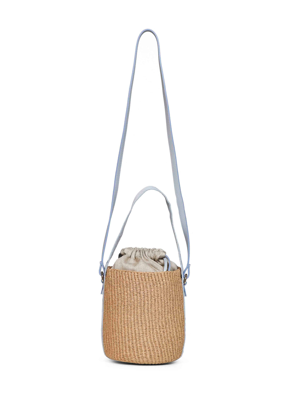 Chloé Women Greyish Blue Woody Small Basket Bag