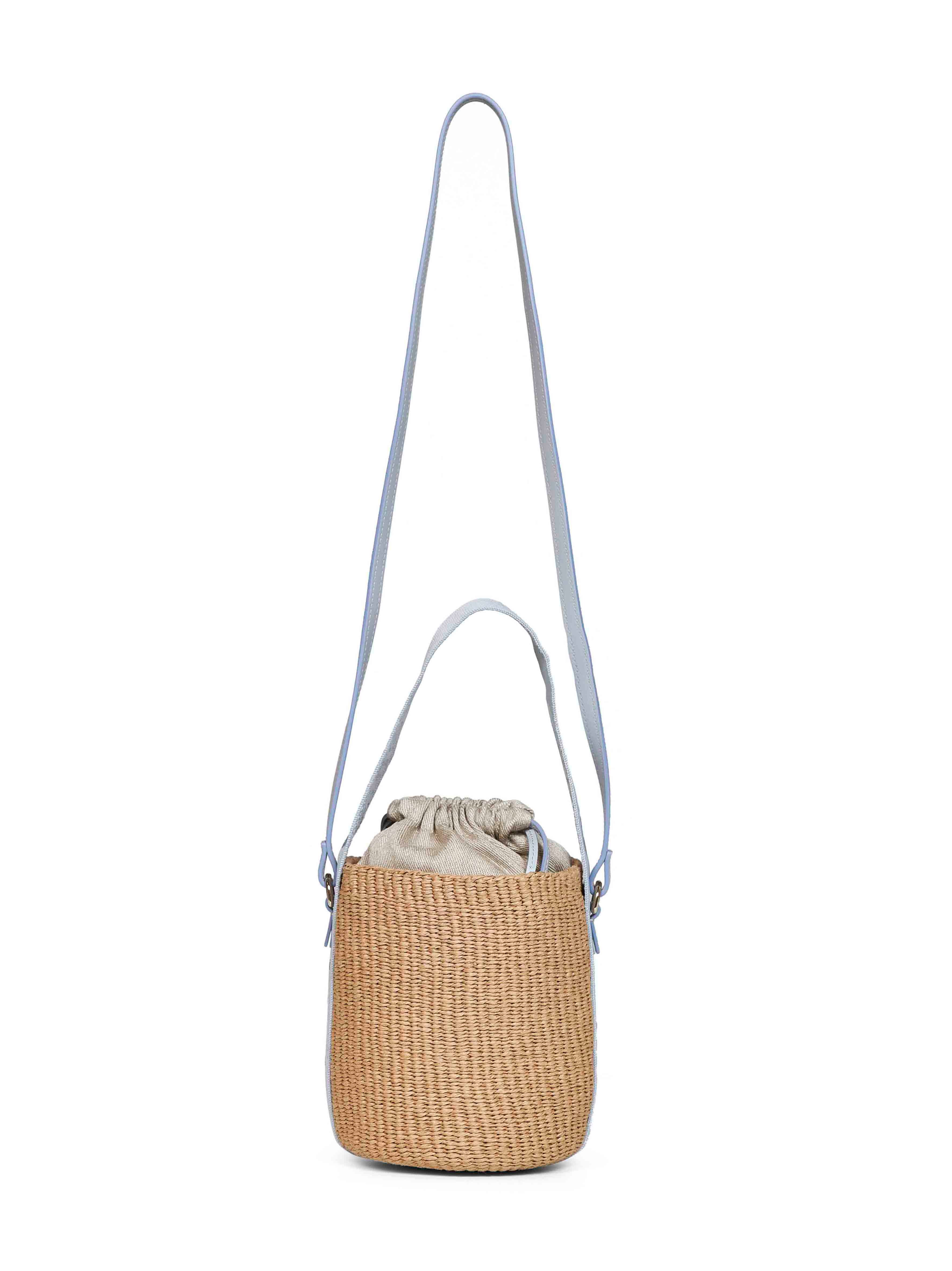 Chloé Women Greyish Blue Woody Small Basket Bag