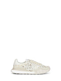Dolce & Gabbana Women Beige And Chalk Lace And Calf Suede Low-Top Sneakers