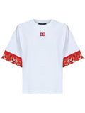 Dolce & Gabbana Women White Jersey T-Shirt With Maiolica-Print Scarf