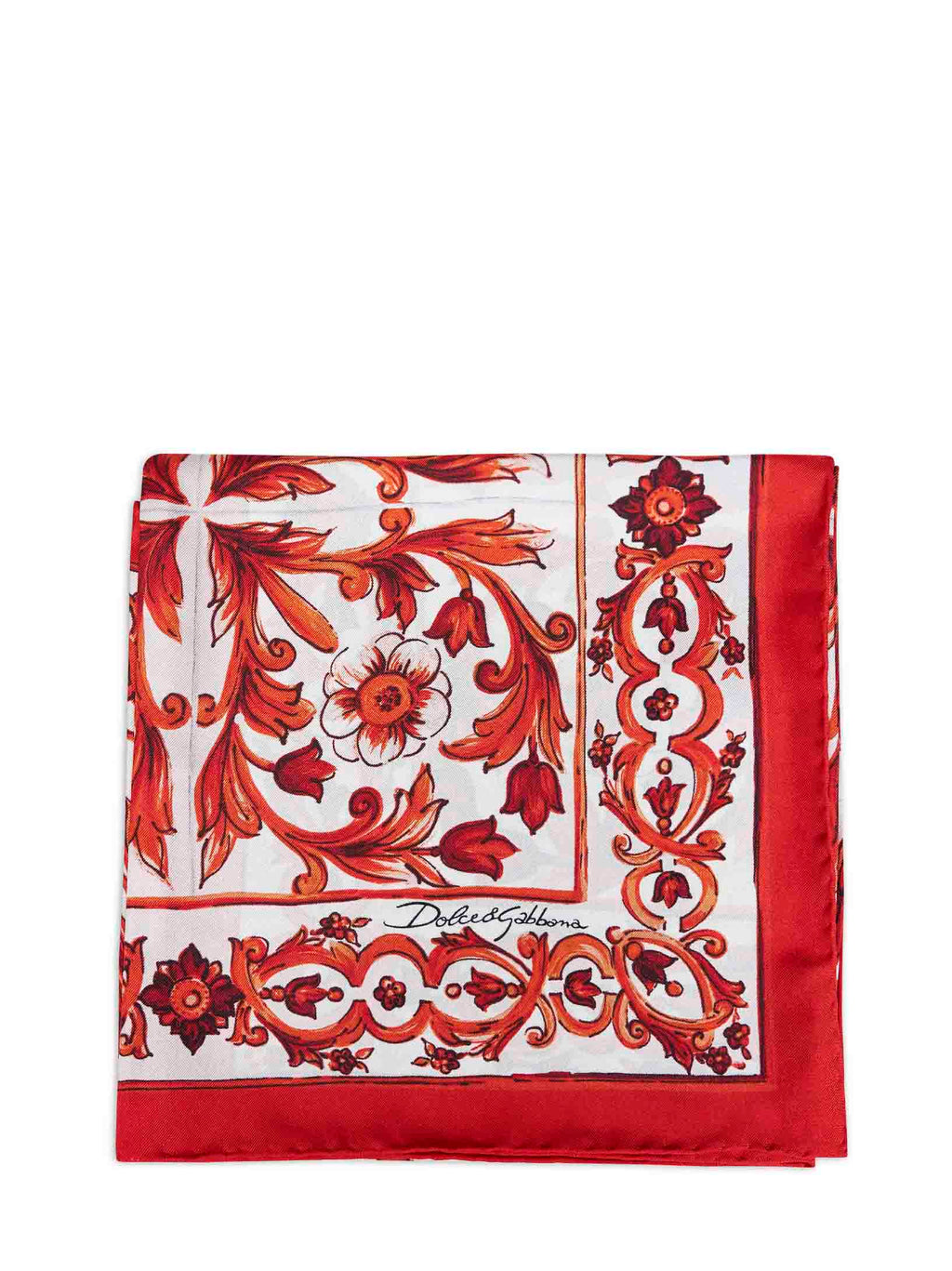 Dolce & Gabbana Women Orange Maiolica-Print Silk Twill Scarf