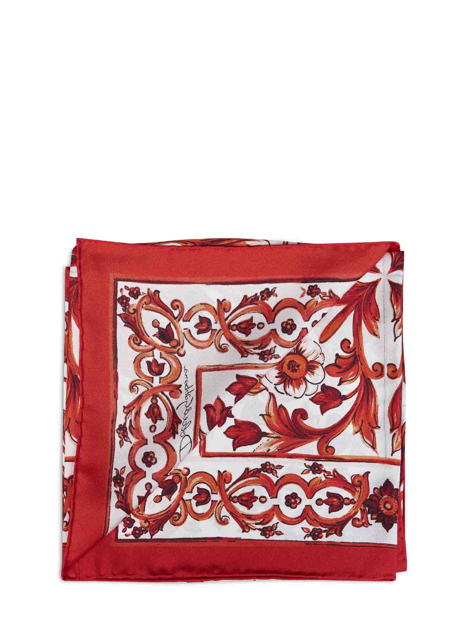 Dolce & Gabbana Women Orange Maiolica-Print Silk Twill Scarf