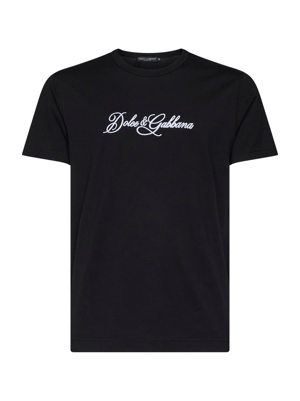 Dolce & Gabbana Men Black Cotton Jersey Embroidered T-Shirt