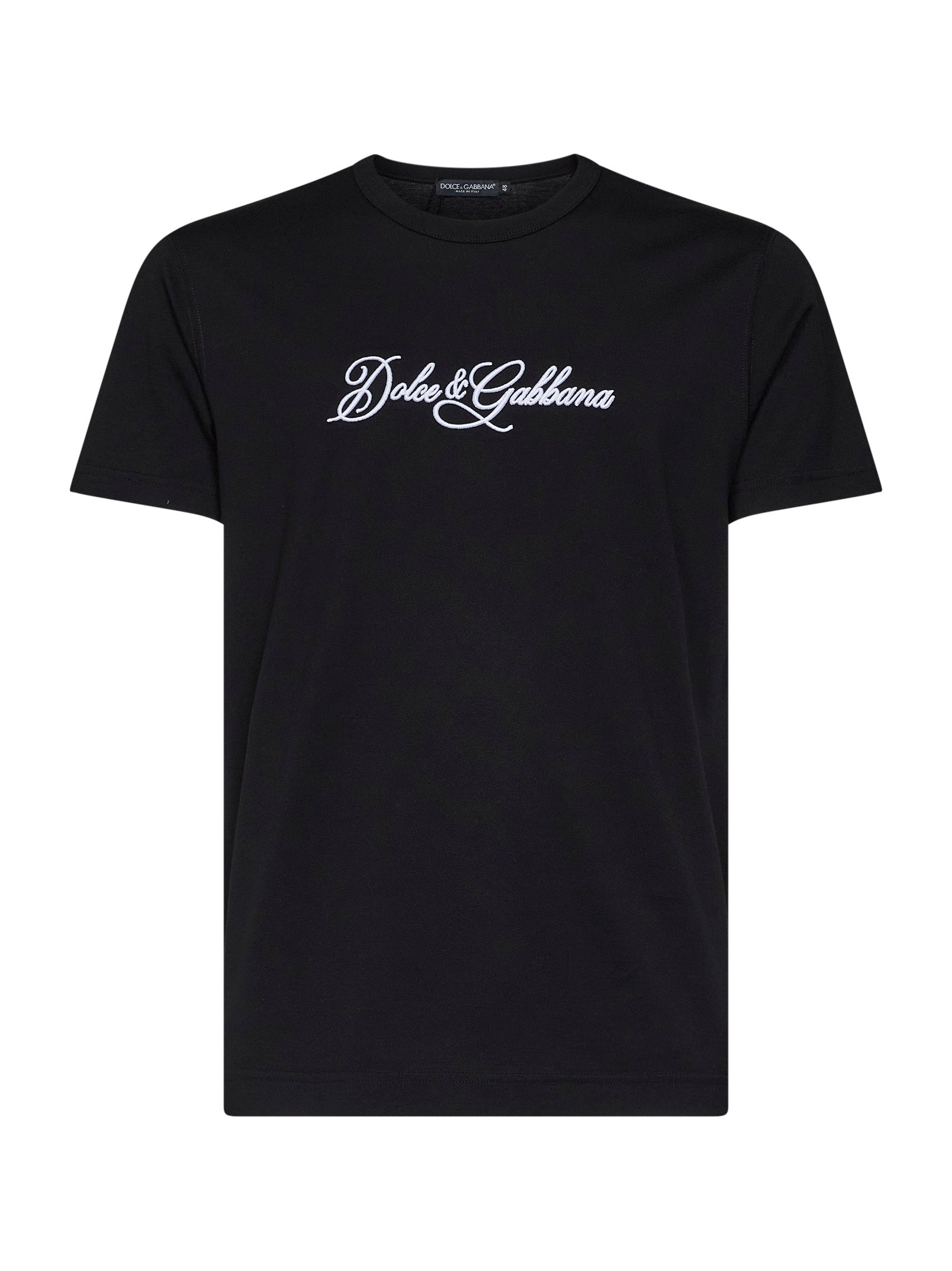 Dolce & Gabbana Men Black Cotton Jersey Embroidered T-Shirt