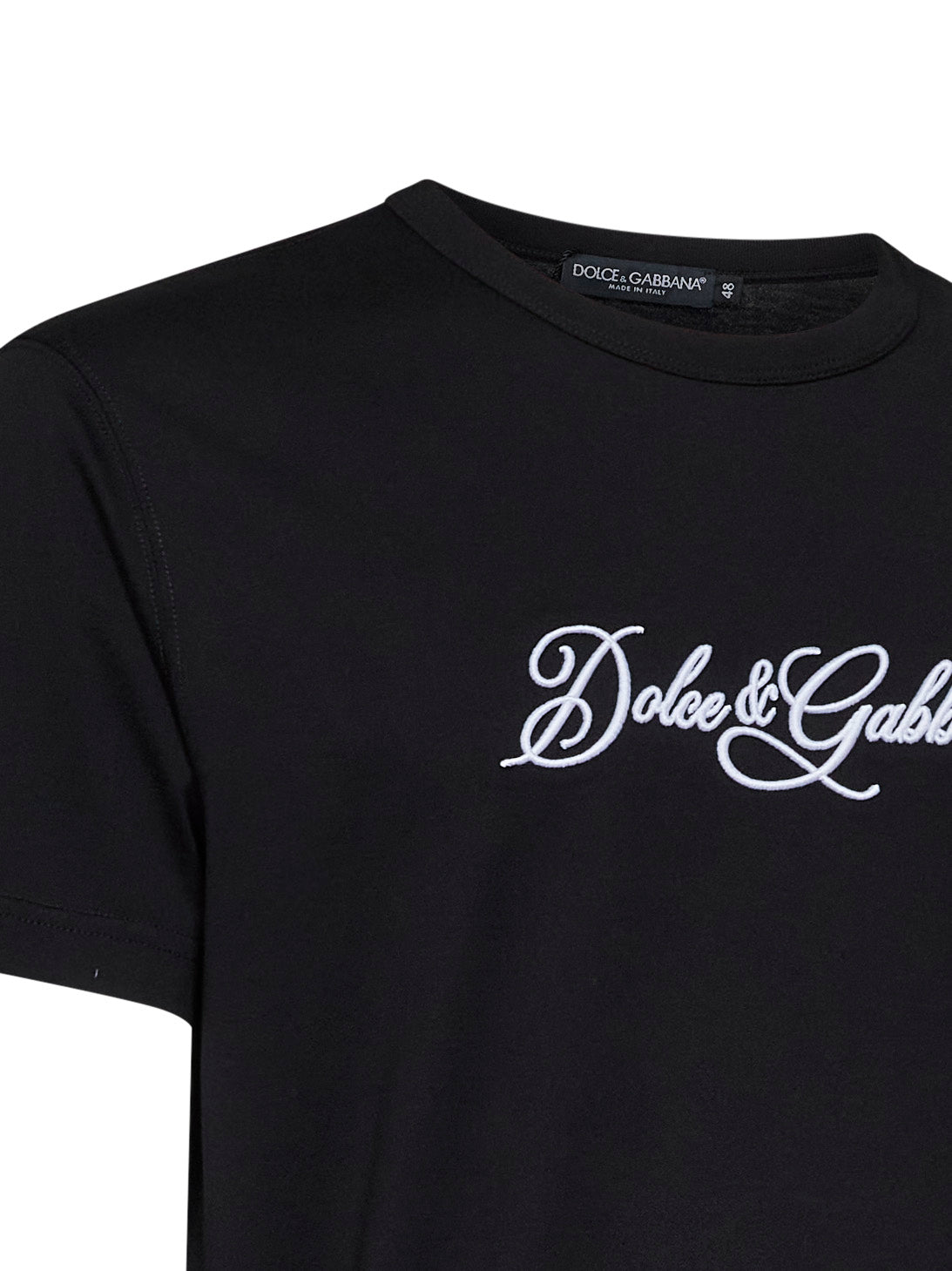 Dolce & Gabbana Men Black Cotton Jersey Embroidered T-Shirt