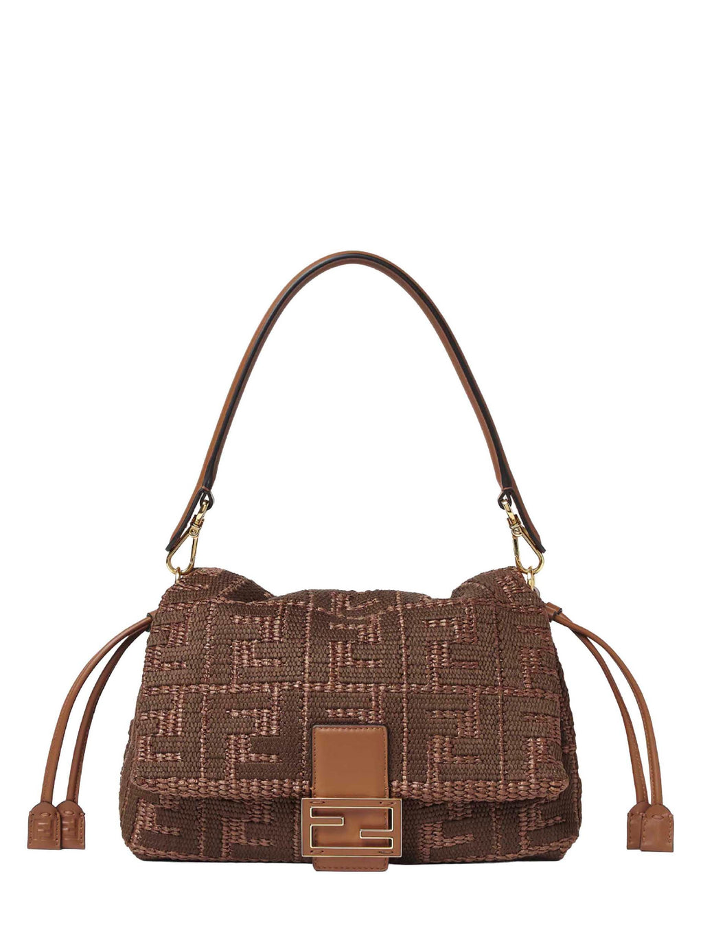Fendi Women Sellier Brown Medium Baguette Mamma Bag
