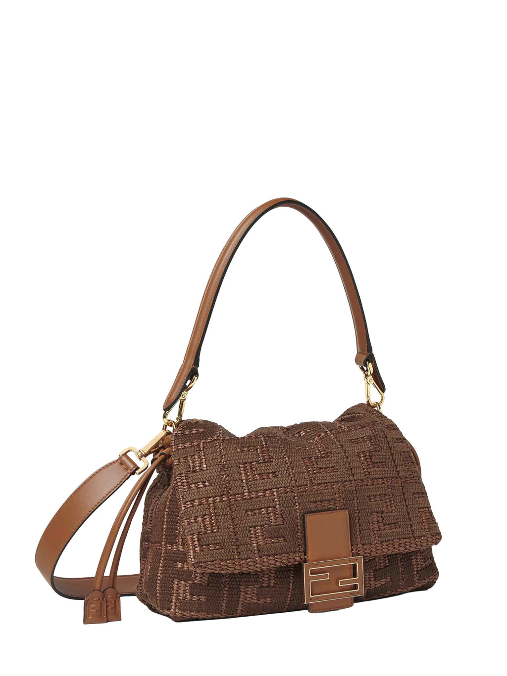 Fendi Women Sellier Brown Medium Baguette Mamma Bag