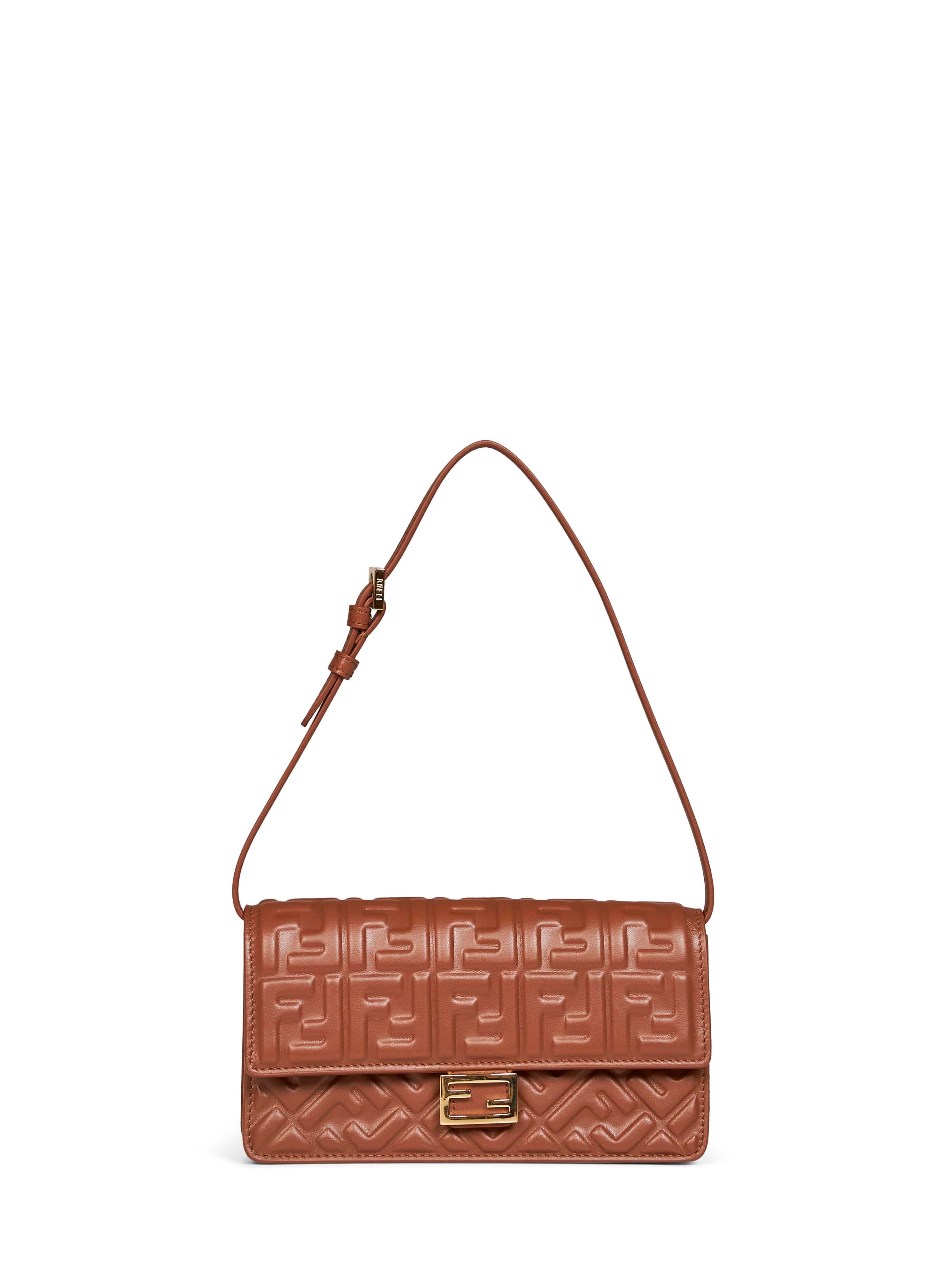 Fendi Women Tan Wallet On Chain Baguette Minibag