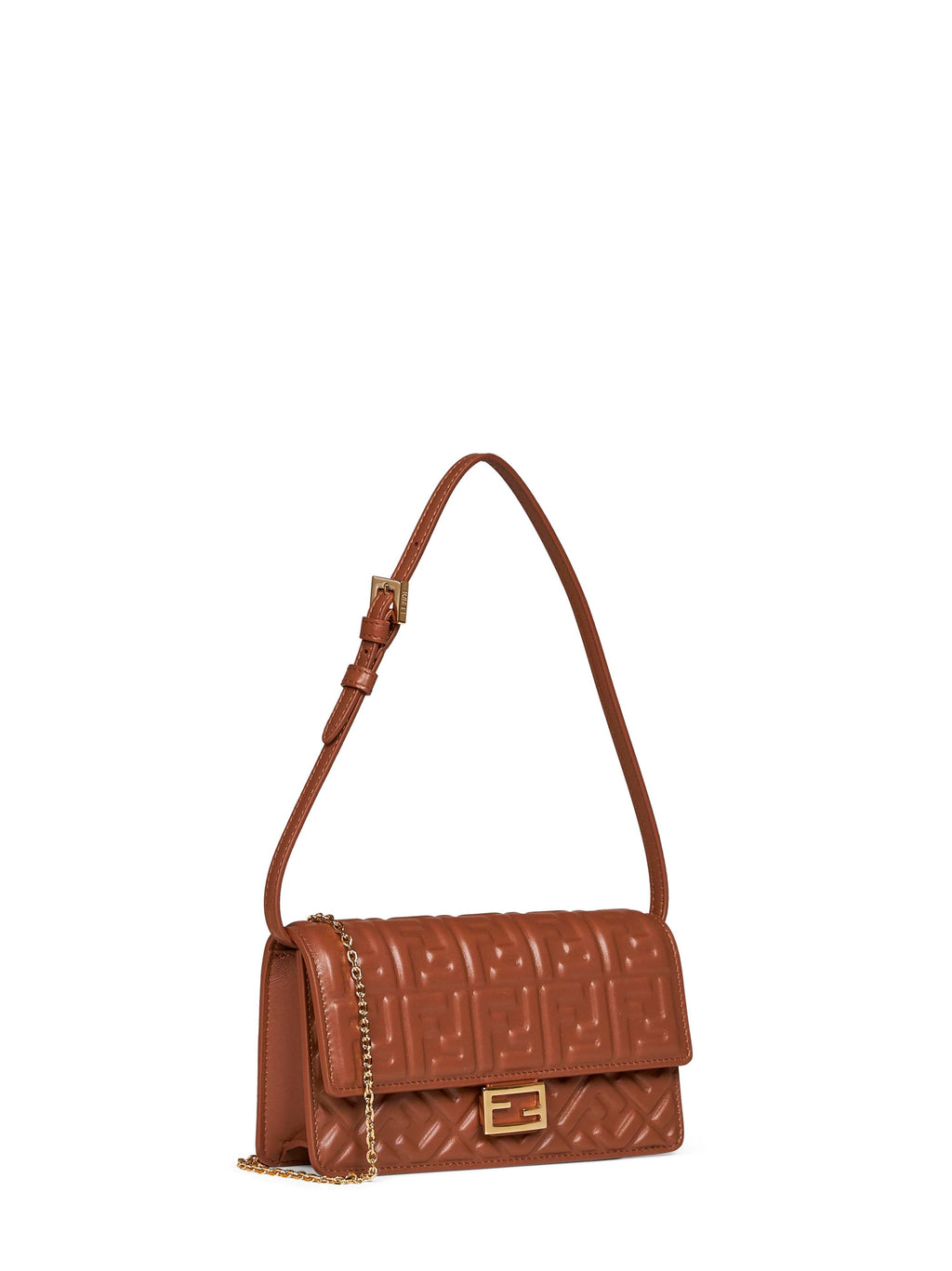 Fendi Women Tan Wallet On Chain Baguette Minibag