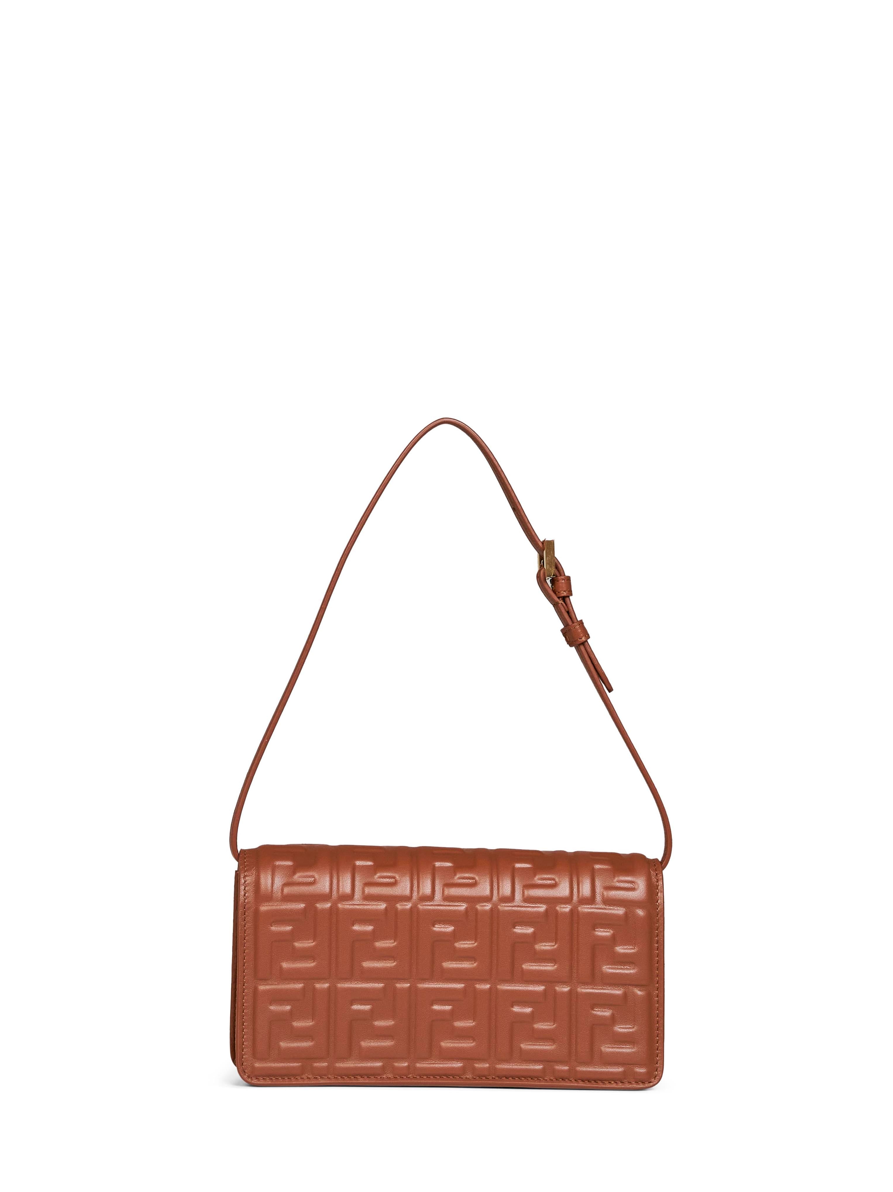 Fendi Women Tan Wallet On Chain Baguette Minibag