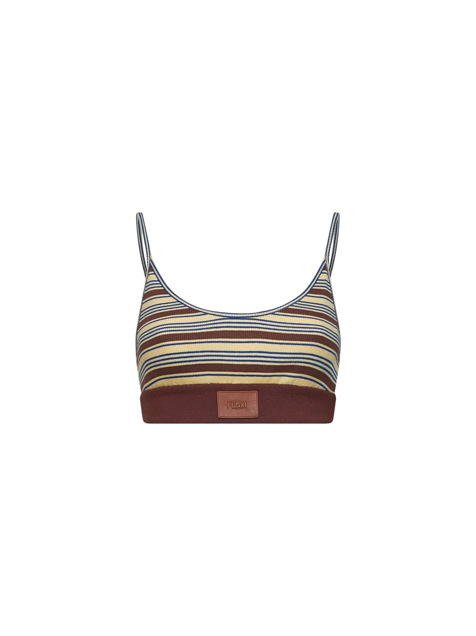 Fendi Women Multicolor Striped Cotton Knit Bralette Top