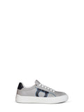 Ferragamo Men Grey Calf Leather Gancini Sneakers