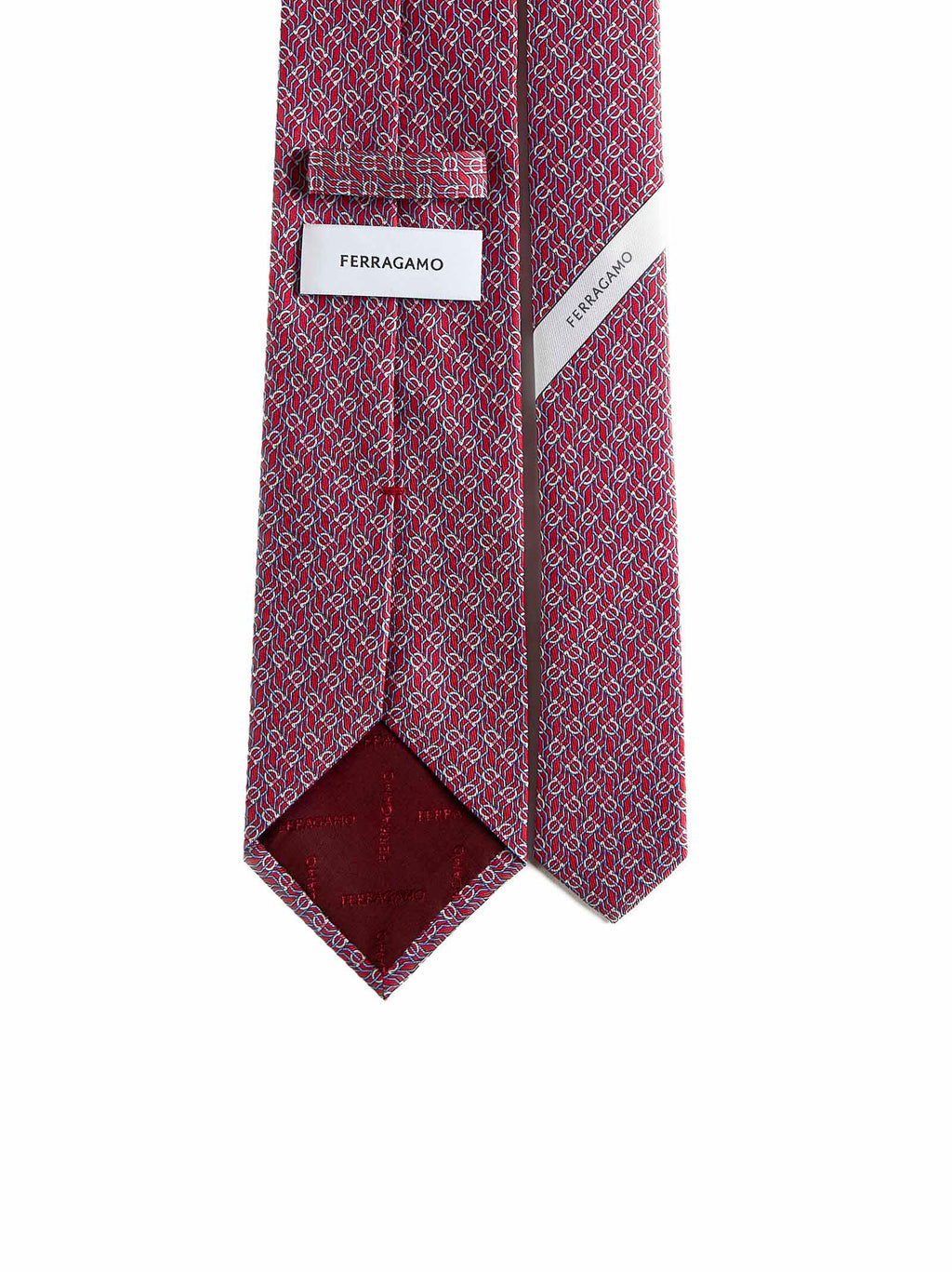 Ferragamo Men Red Silk Tetris Print Tie