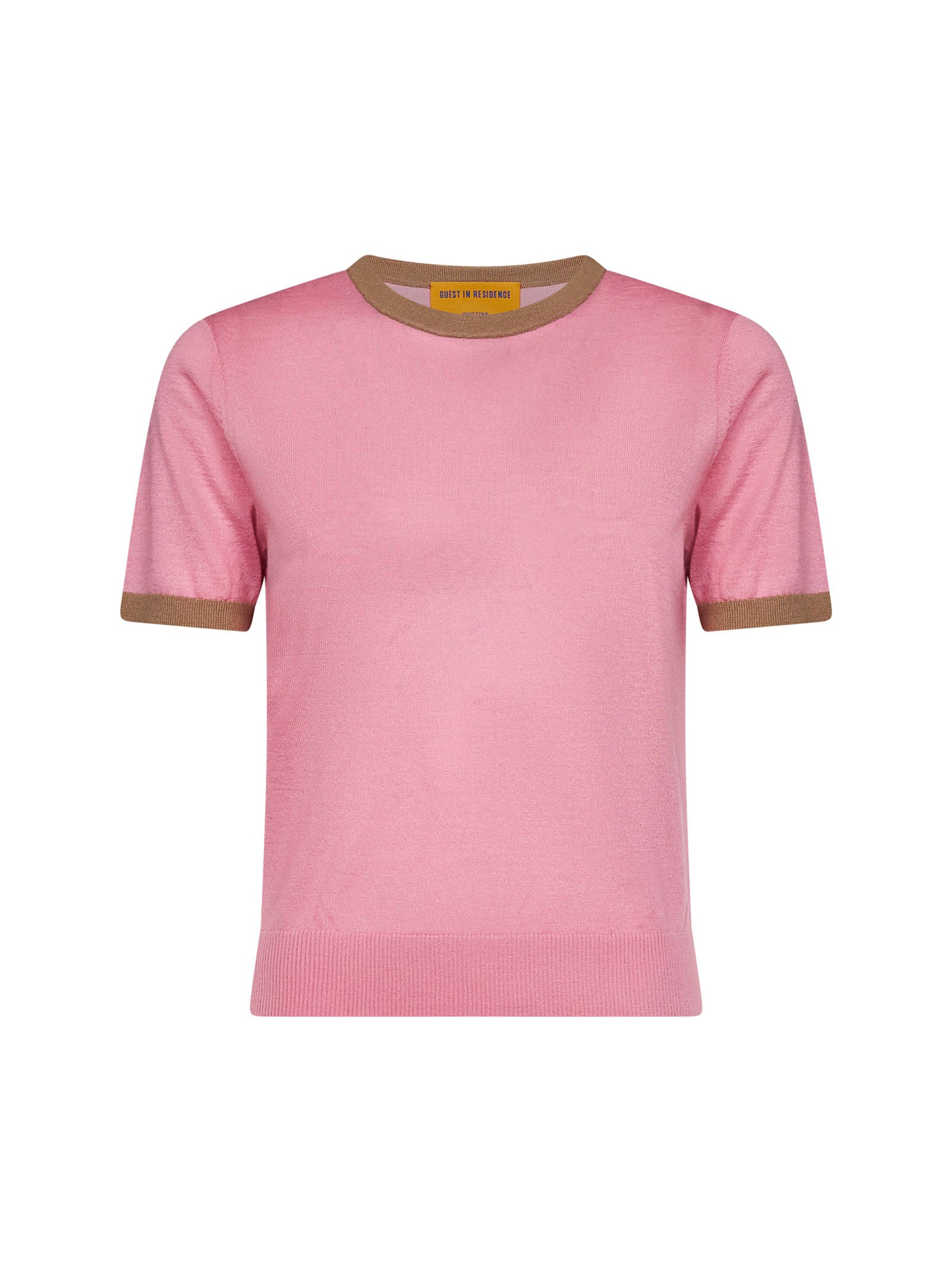 Guest In Residence Women Pink Cashmere Knit Airy Ringer T-Shirt