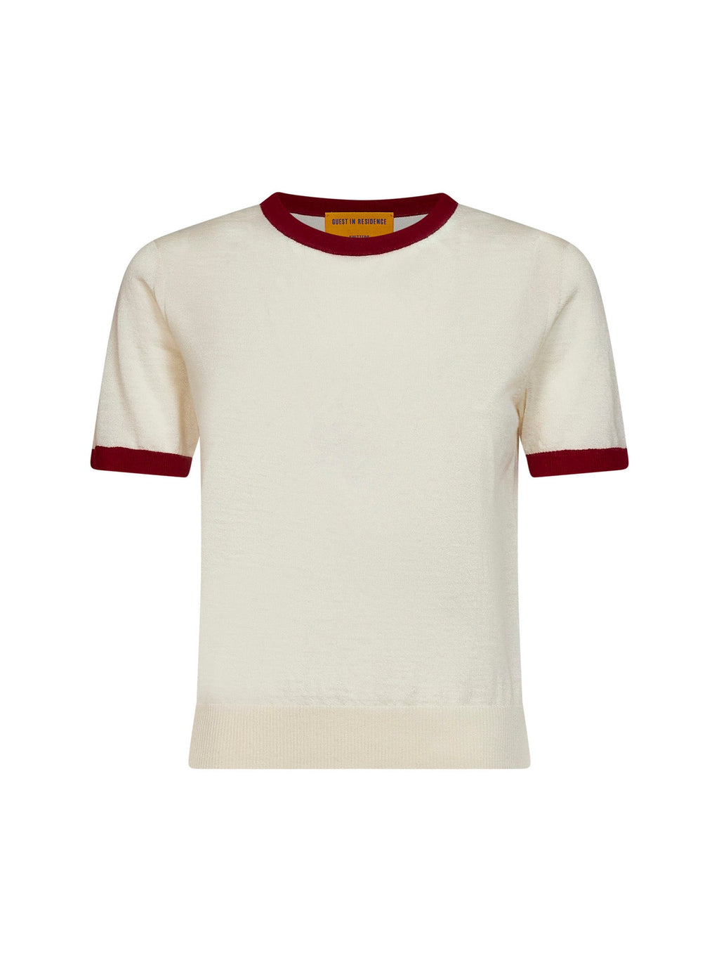 Guest In Residence Women Cream Cashmere Knit Airy Ringer T-Shirt