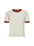 Guest In Residence Women Cream Cashmere Knit Airy Ringer T-Shirt