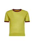 Guest In Residence Women Green Cashmere Knit Airy Ringer T-Shirt