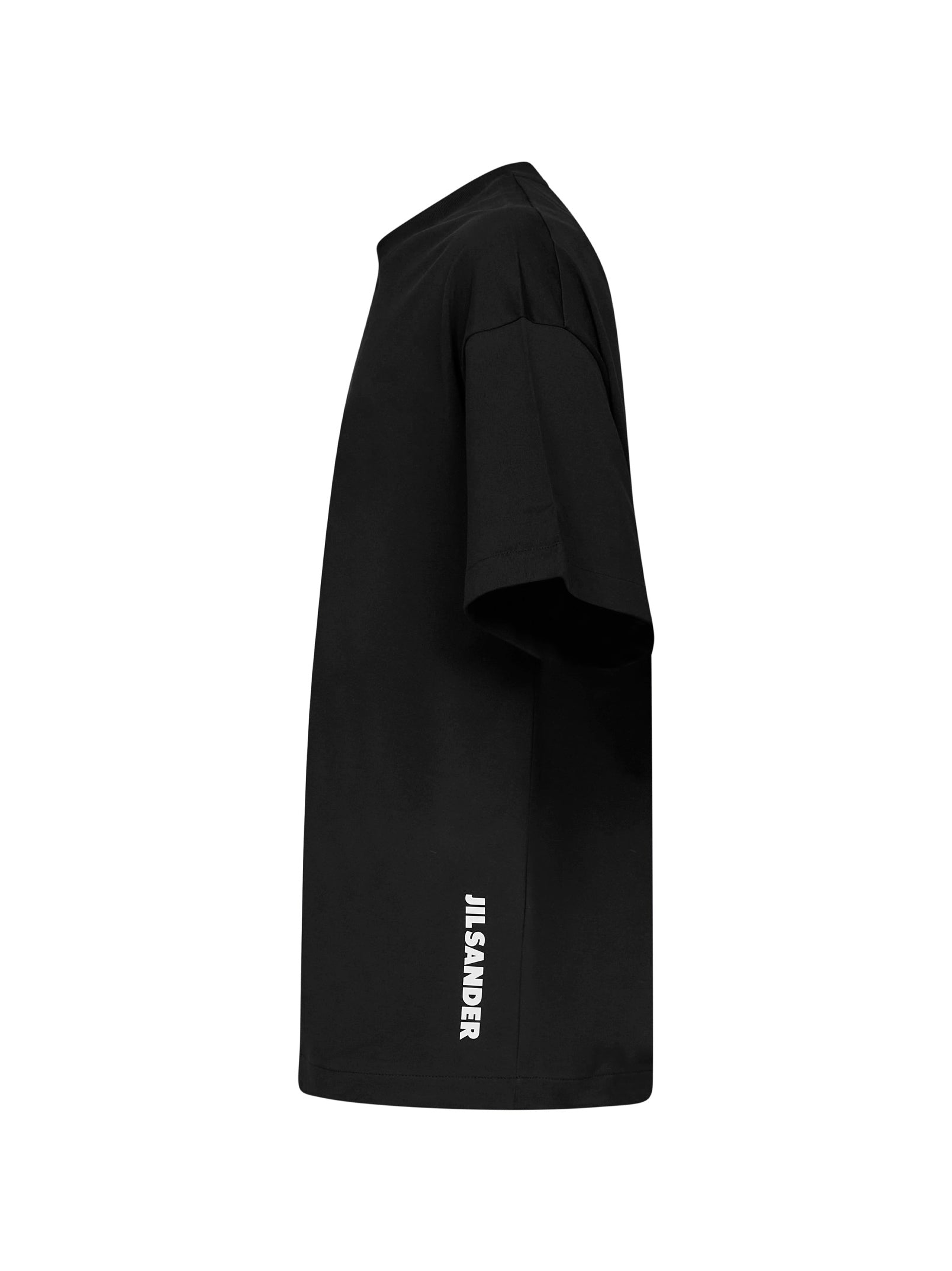 Jil Sander Men Black Cotton Boxy T-Shirt With Jil Sander Logo