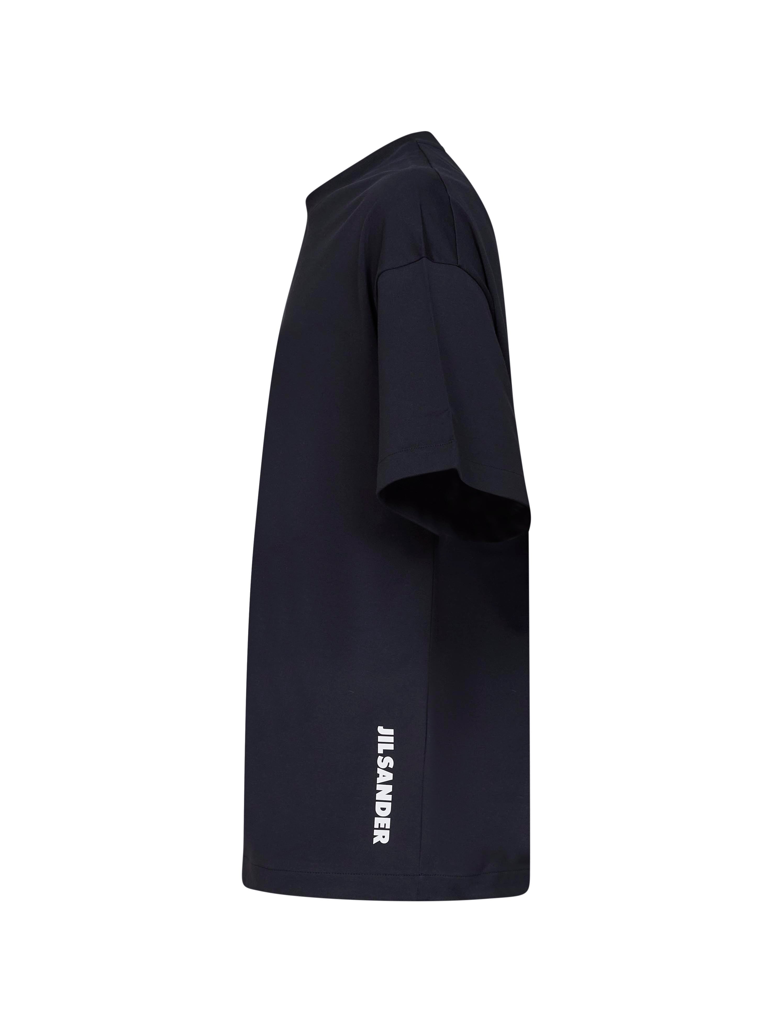 Jil Sander Men Midnight Blue Cotton Boxy T-Shirt With Jil Sander Logo