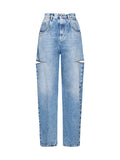 Maison Margiela Women High-Waisted Wide-Leg Cut-Out Jeans