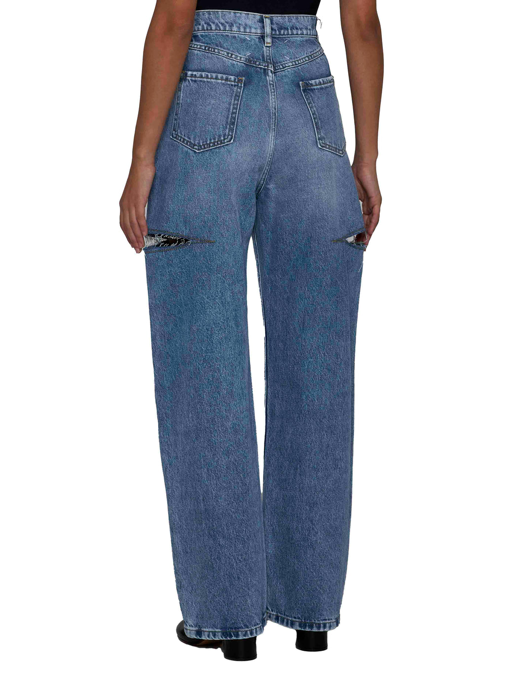 Maison Margiela Women High-Waisted Wide-Leg Cut-Out Jeans