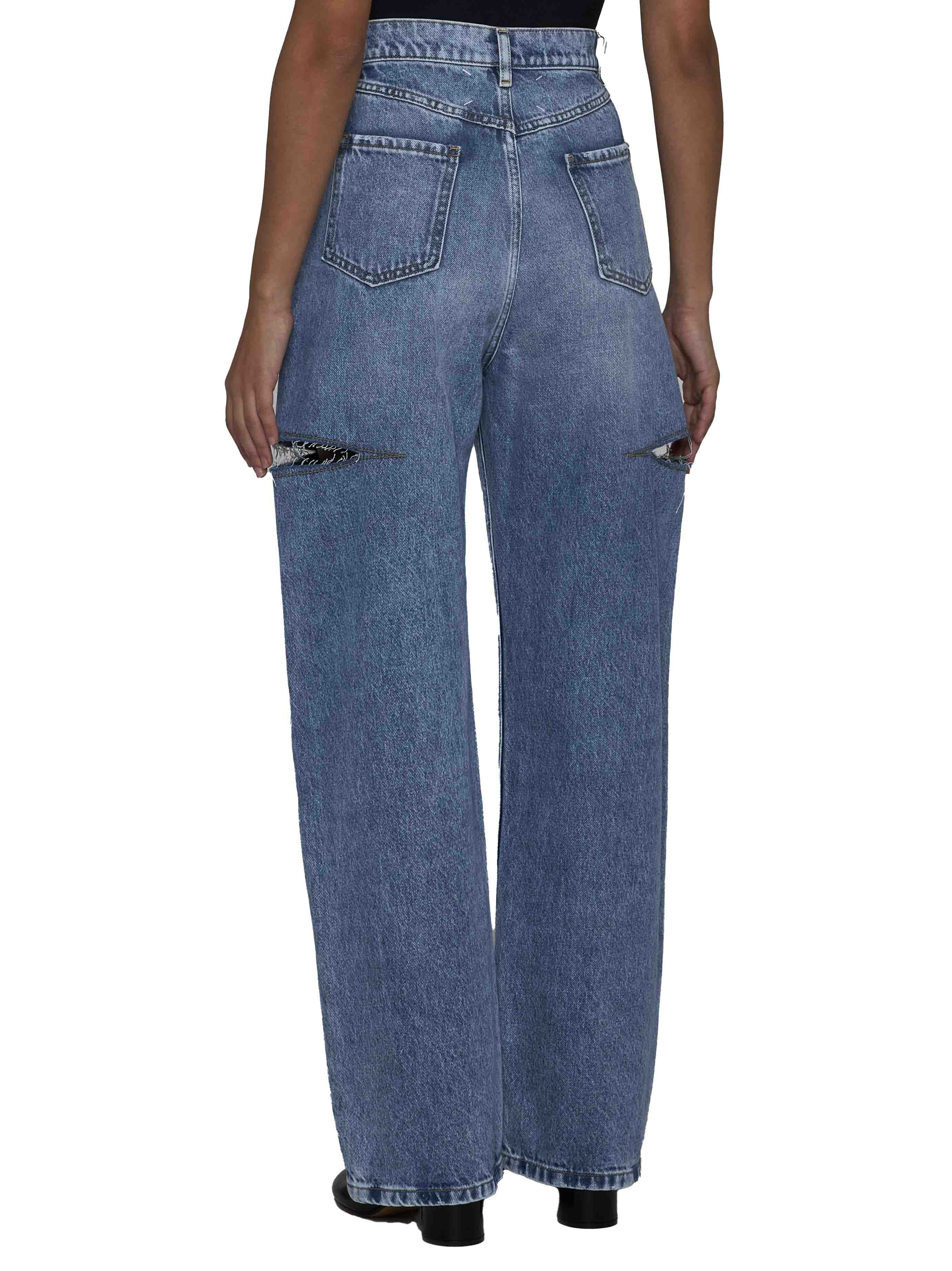 Maison Margiela Women High-Waisted Wide-Leg Cut-Out Jeans