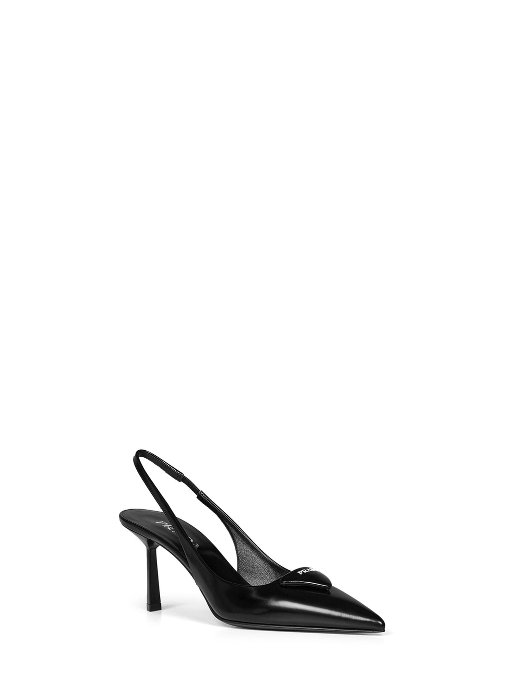 Prada Calzature Women Black Brushed Leather Slingback Pumps