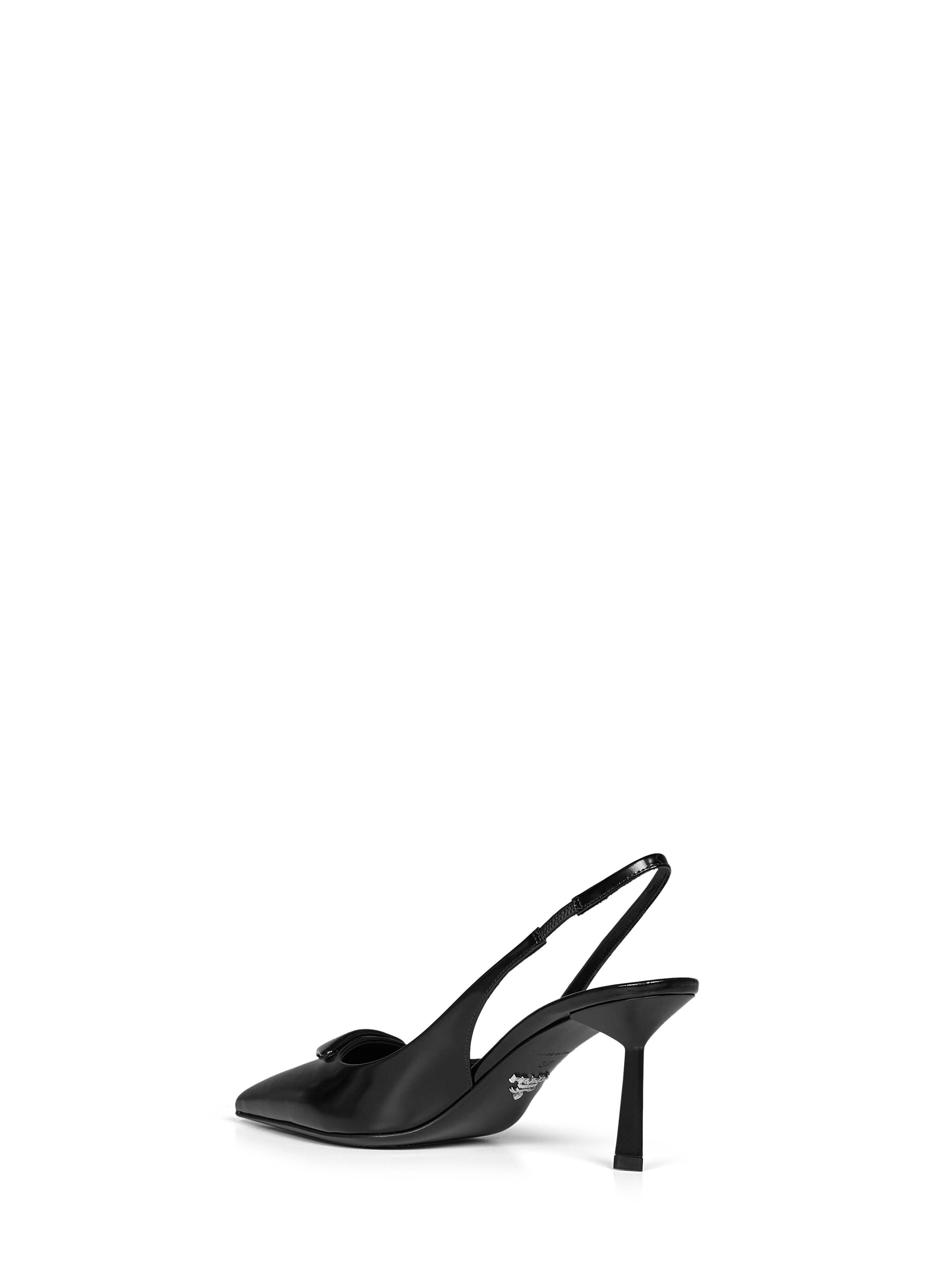 Prada Calzature Women Black Brushed Leather Slingback Pumps