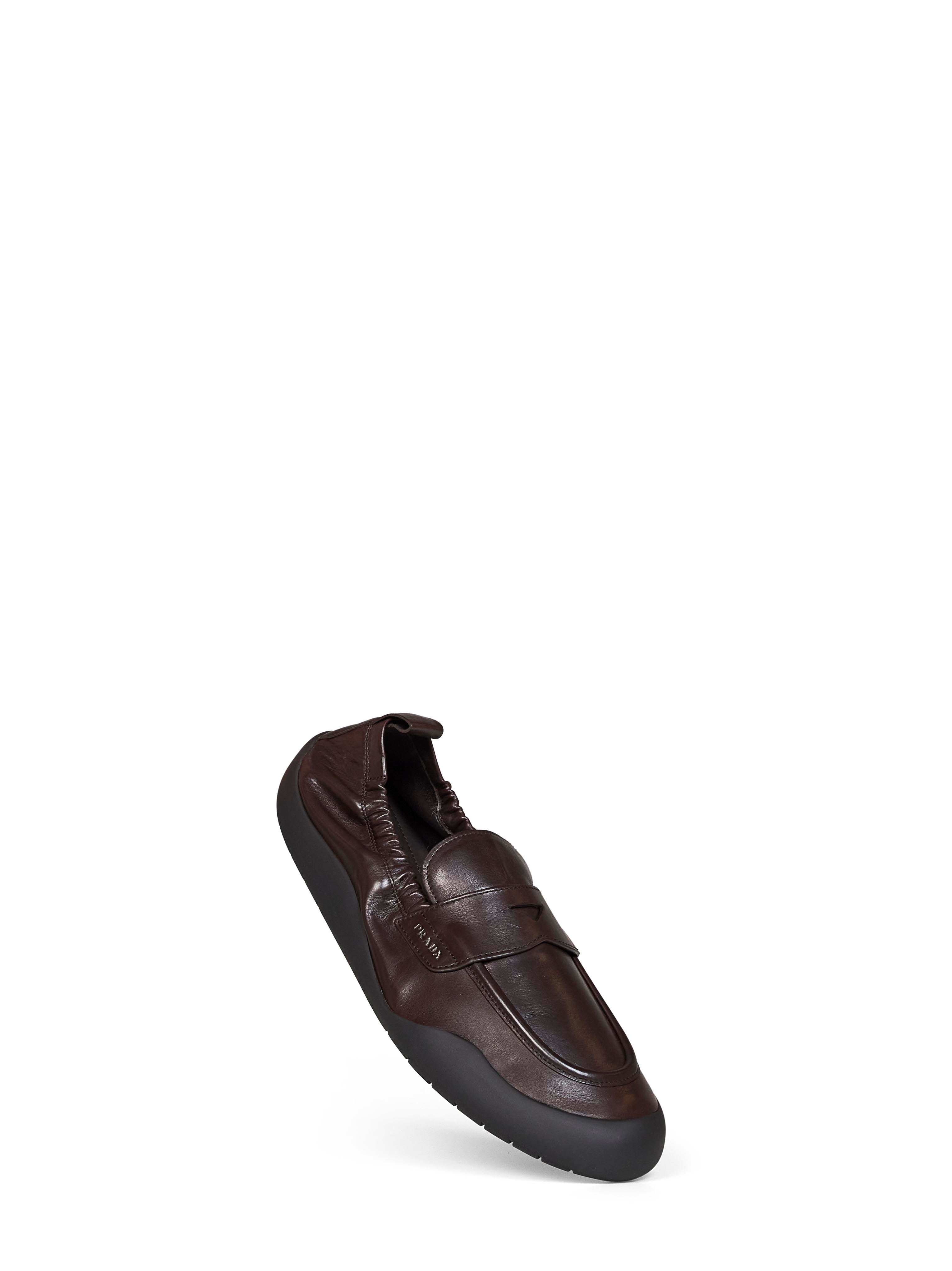 Prada Calzature Men Dark Brown Leather Speedrock Loafers