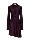 Rabanne Women Magenta Purple Jersey Asymmetric Gathered Mini Dress