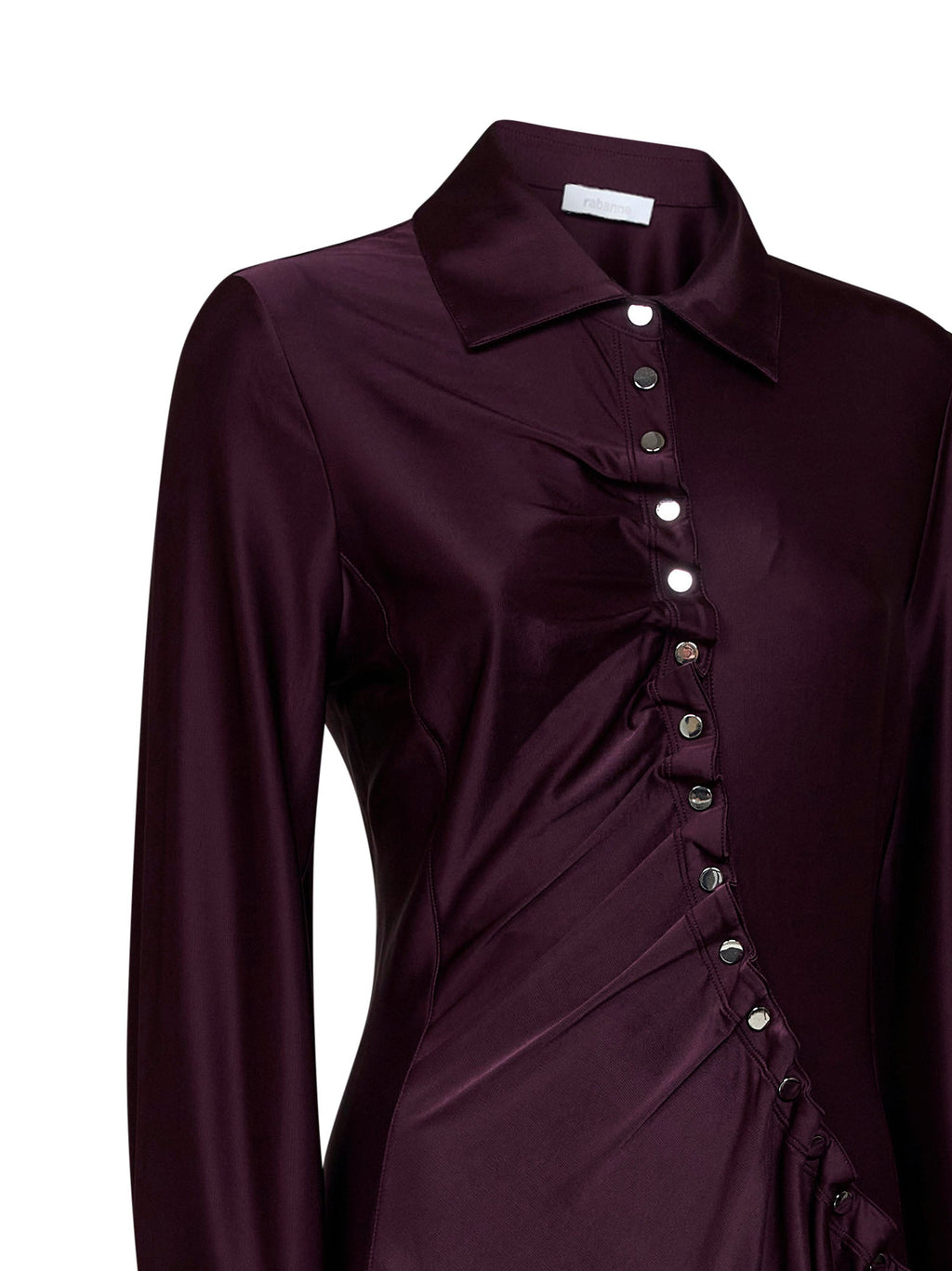 Rabanne Women Magenta Purple Jersey Asymmetric Gathered Mini Dress