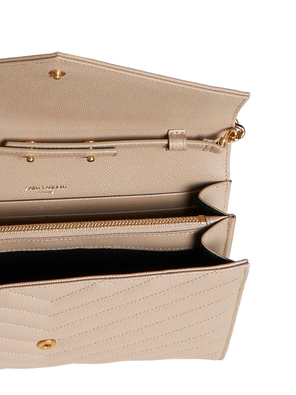 Saint Laurent Women Quilted Leather Clutch With Ysl Logo