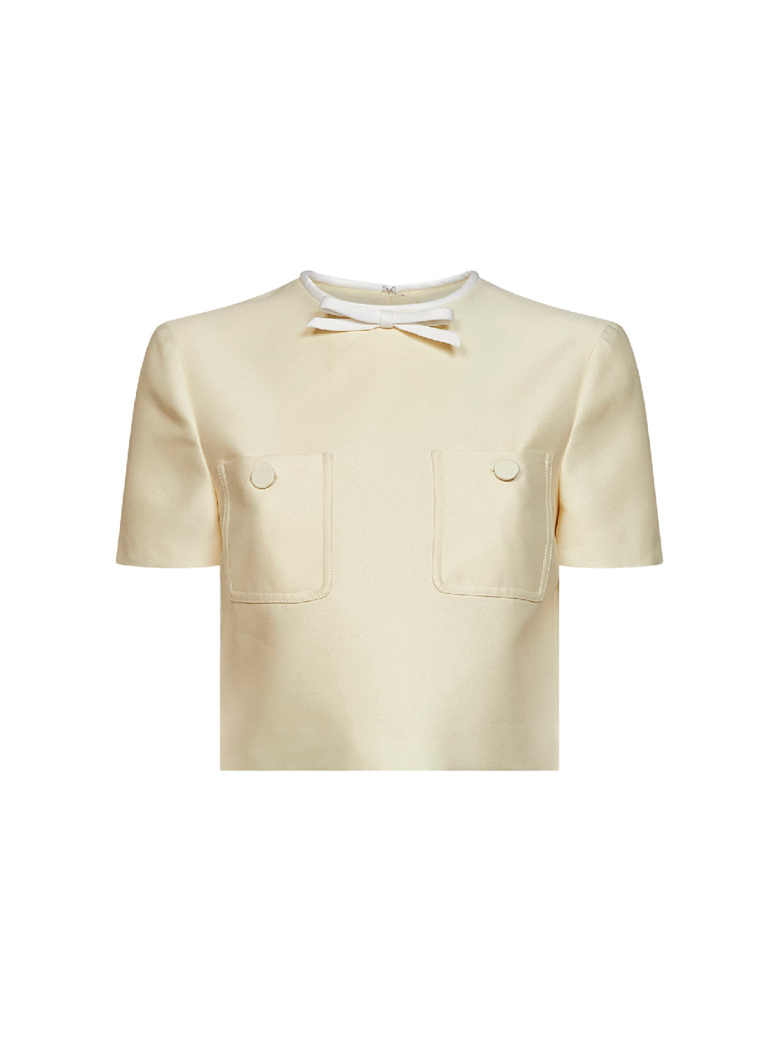 Self Portrait Women Yellow Taffeta Cropped Top With Bow Detail