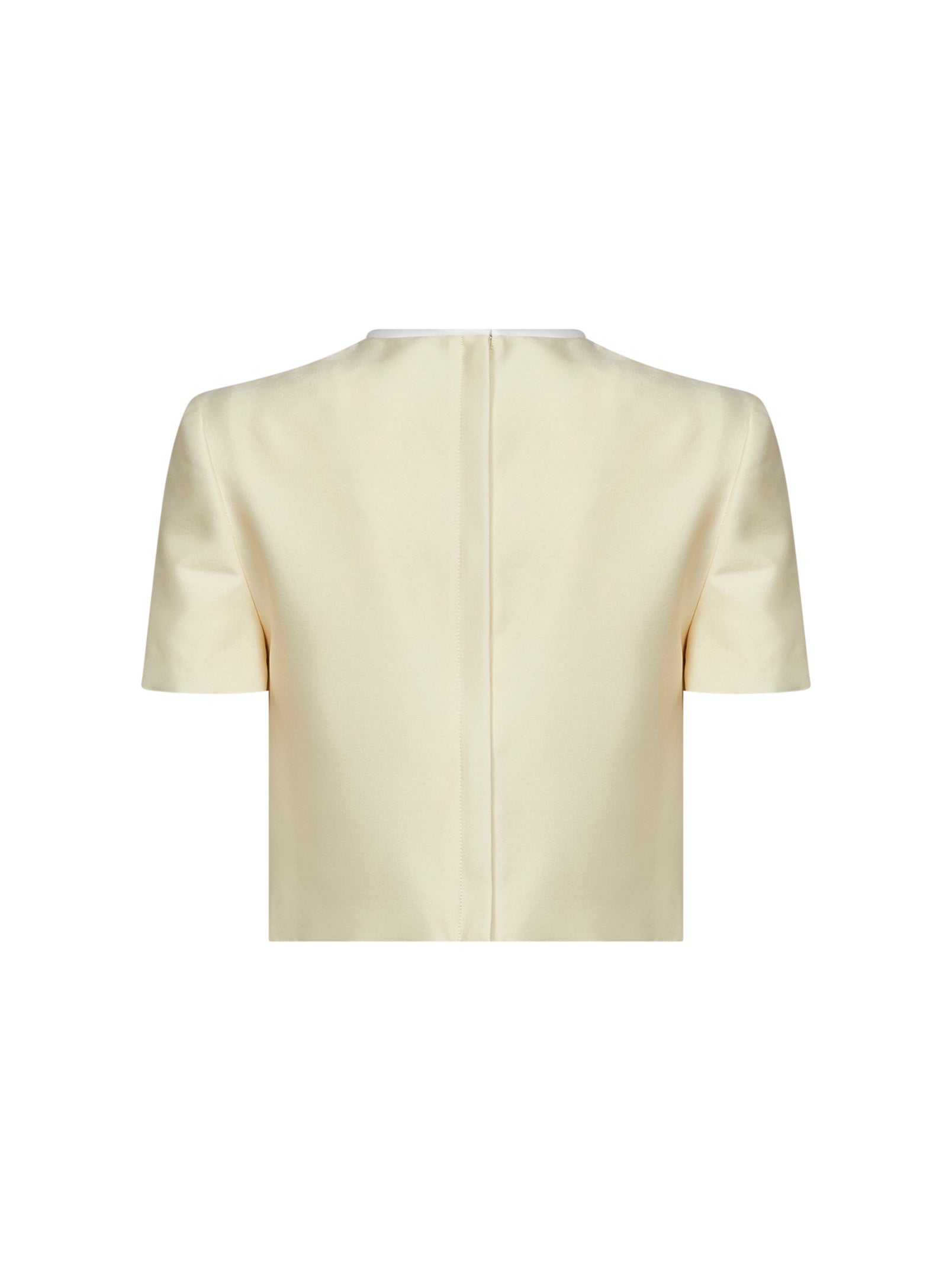 Self Portrait Women Yellow Taffeta Cropped Top With Bow Detail