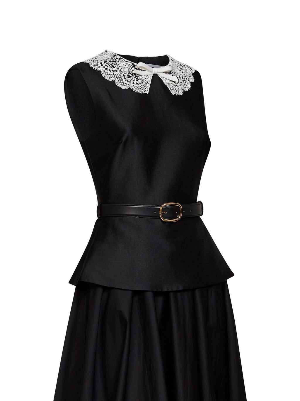 Self Portrait Women Black Taffeta Belted Peplum Midi Dress