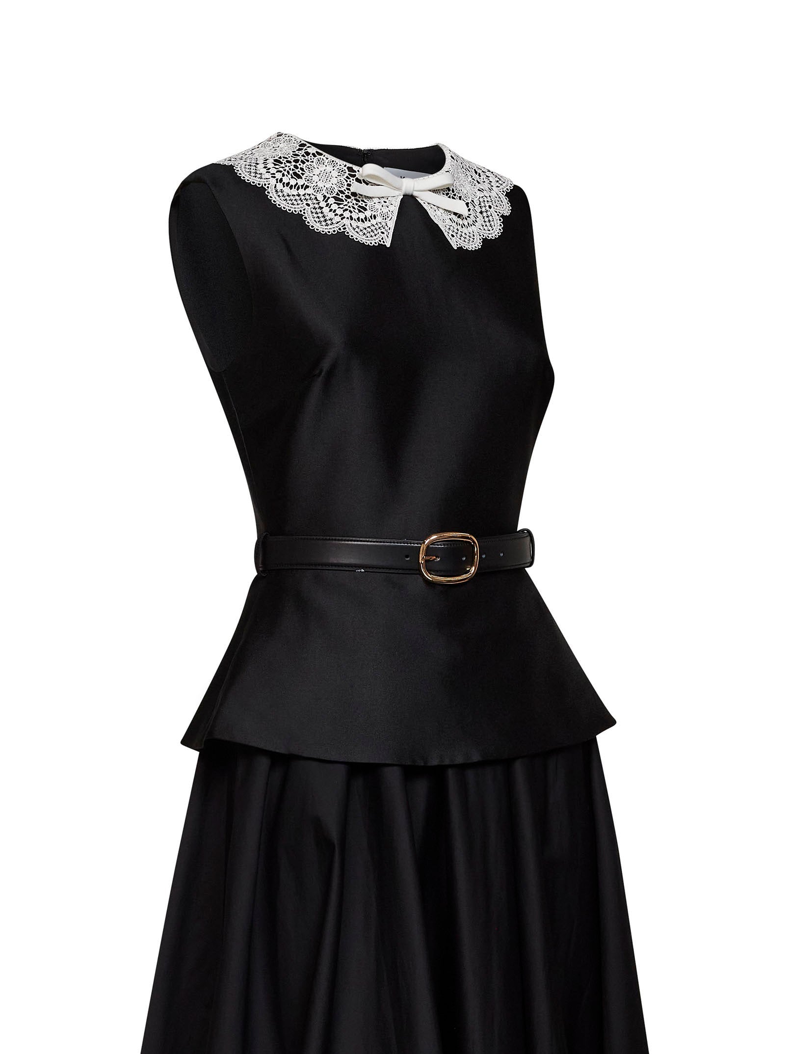 Self Portrait Women Black Taffeta Belted Peplum Midi Dress